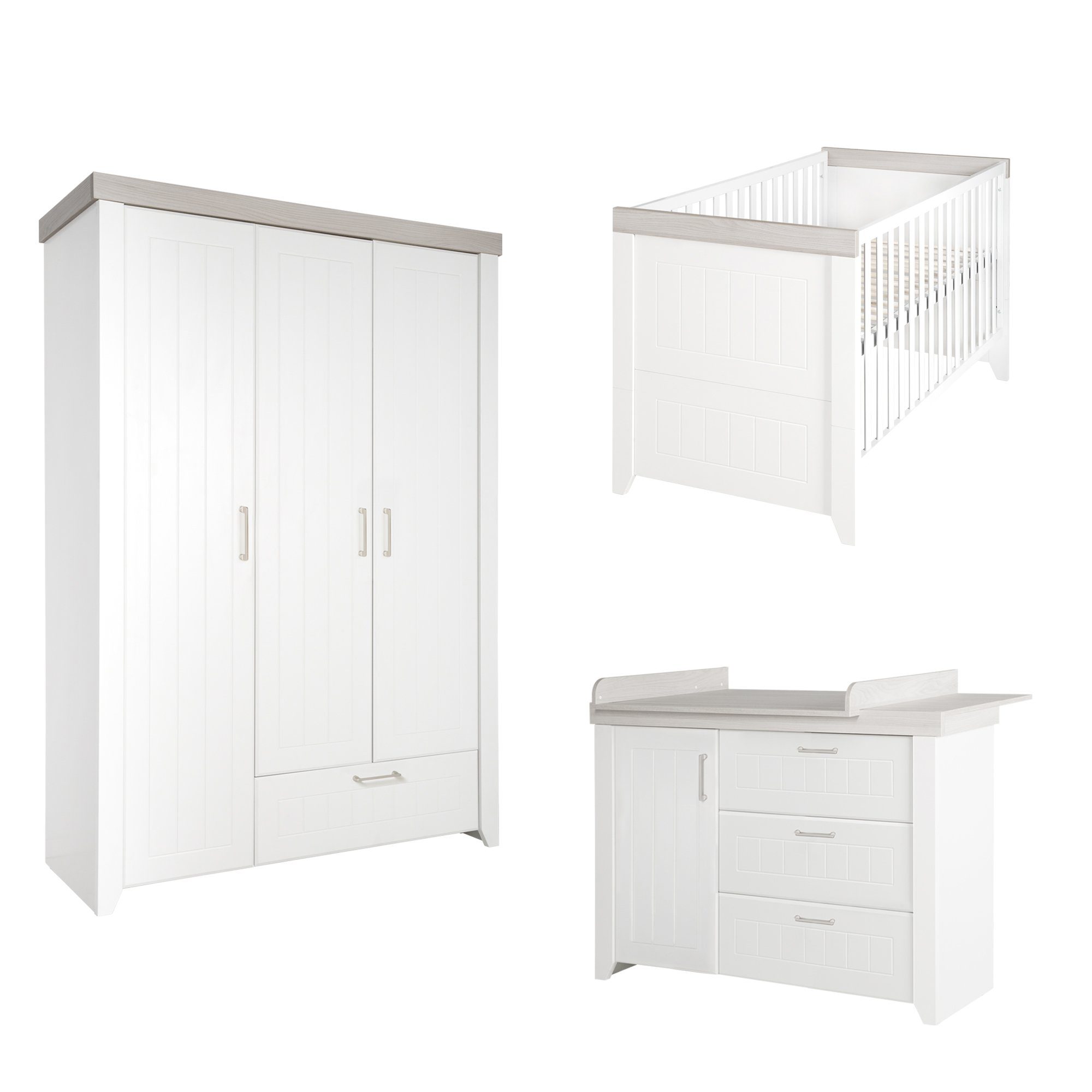 roba® Babyzimmer-Komplettset Wilma, Gitterbett, Wickelkommode & Kleiderschrank