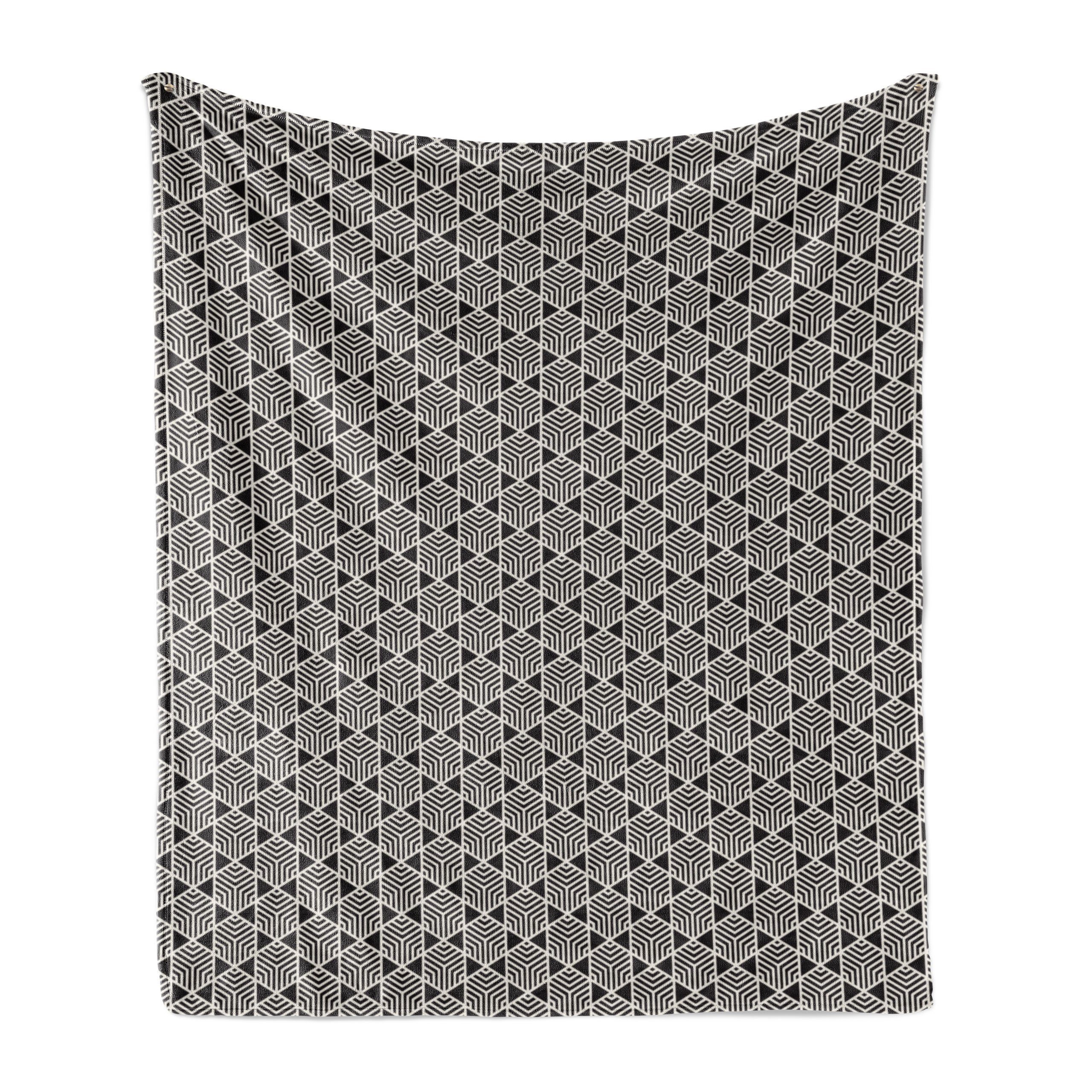 Wohndecke Gemütlicher Plüsch für den Innen- und Außenbereich, Abakuhaus, Gitter Hexagons Einfache Linien Gitter