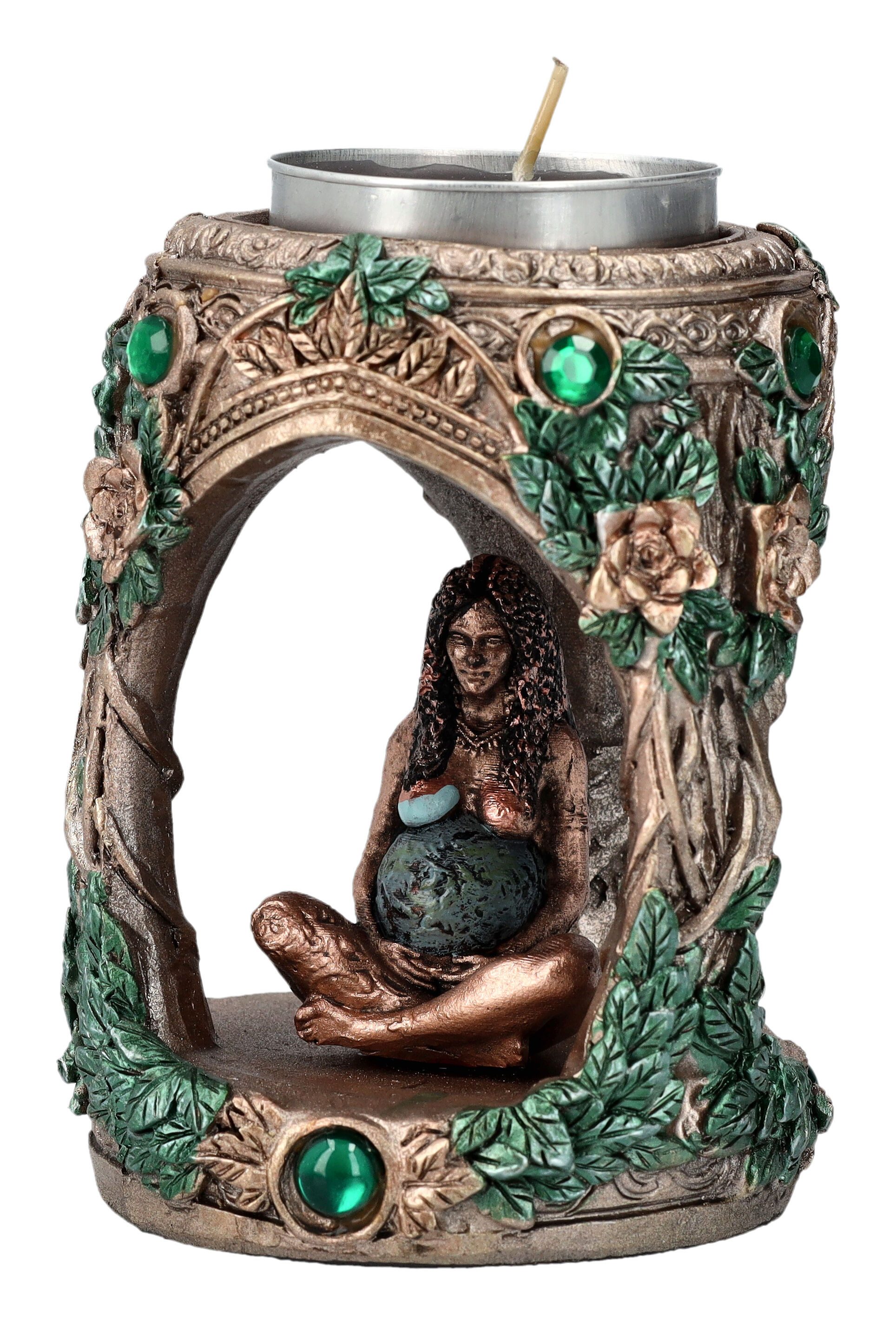 Figuren Shop GmbH Teelichthalter Teelichthalter - Mutter Erde Gaia - Fantasy Mythologie Dekoration