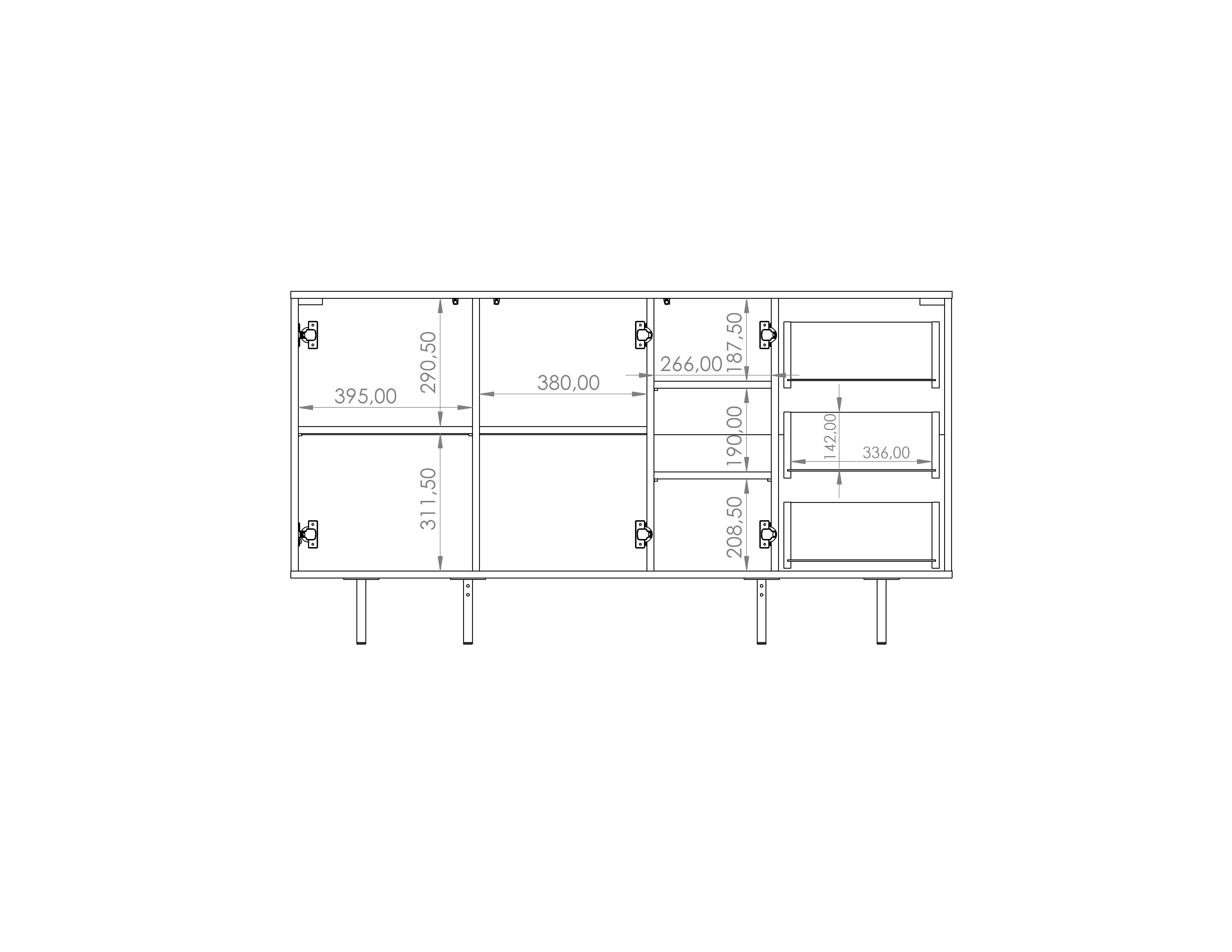 Türen PRIGGI T41 cm x x Kommode H80 Schwarz/captains Sideboard deck, Schubladen K3D3SZ B150 und Furnix