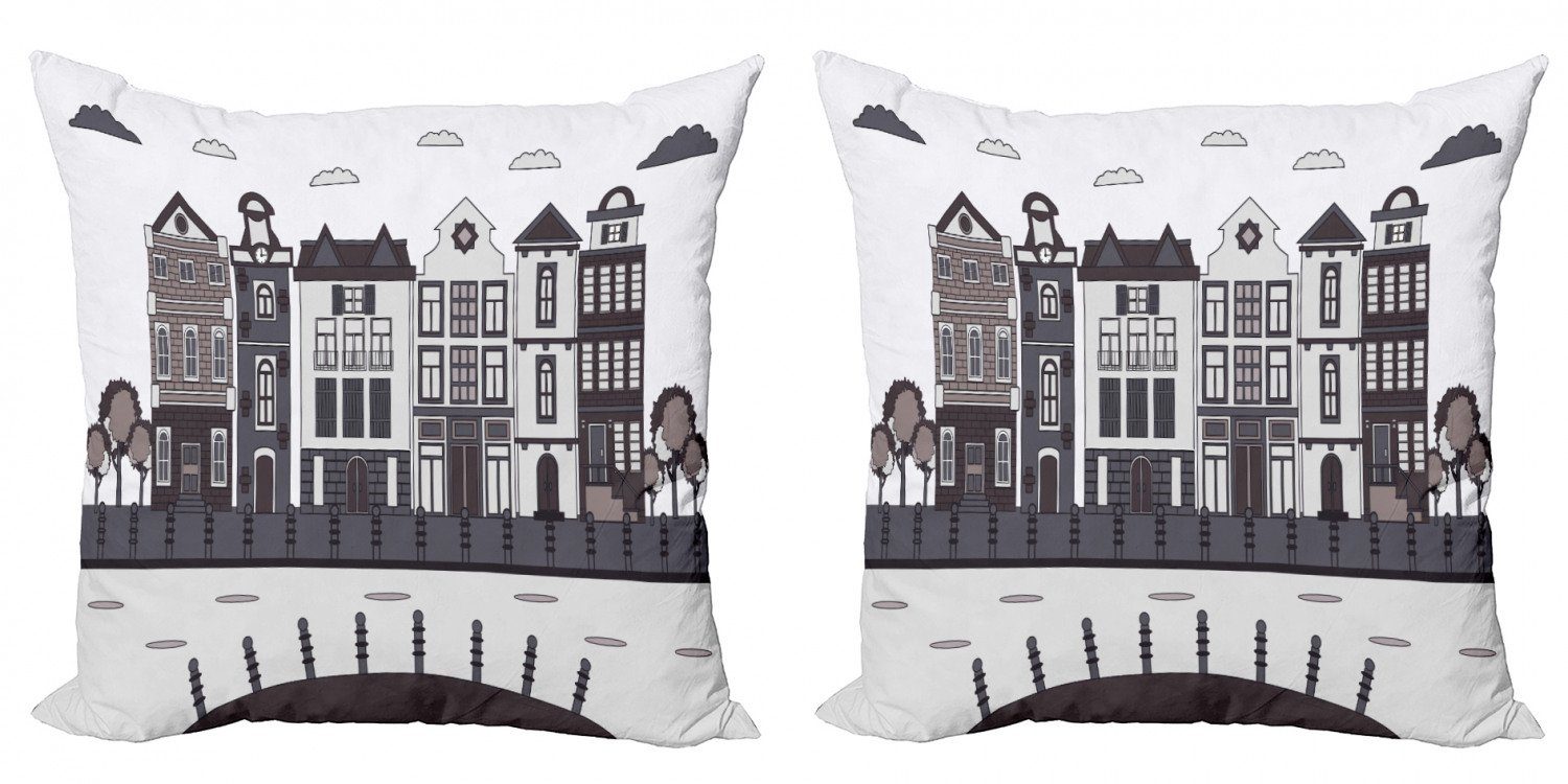 Kissenbezüge Modern Accent Doppelseitiger Digitaldruck, Abakuhaus (2 Stück), Amsterdam Stadt-Landschaft