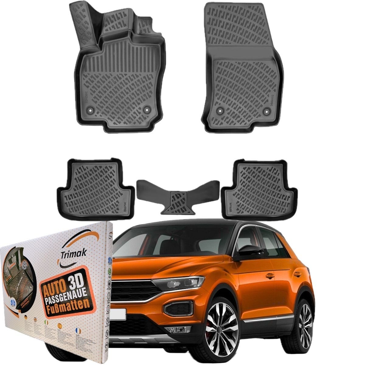 Passform-Fußmatten Oder Kofferraumwanne Oder Set kompatibel mit VW T-ROC