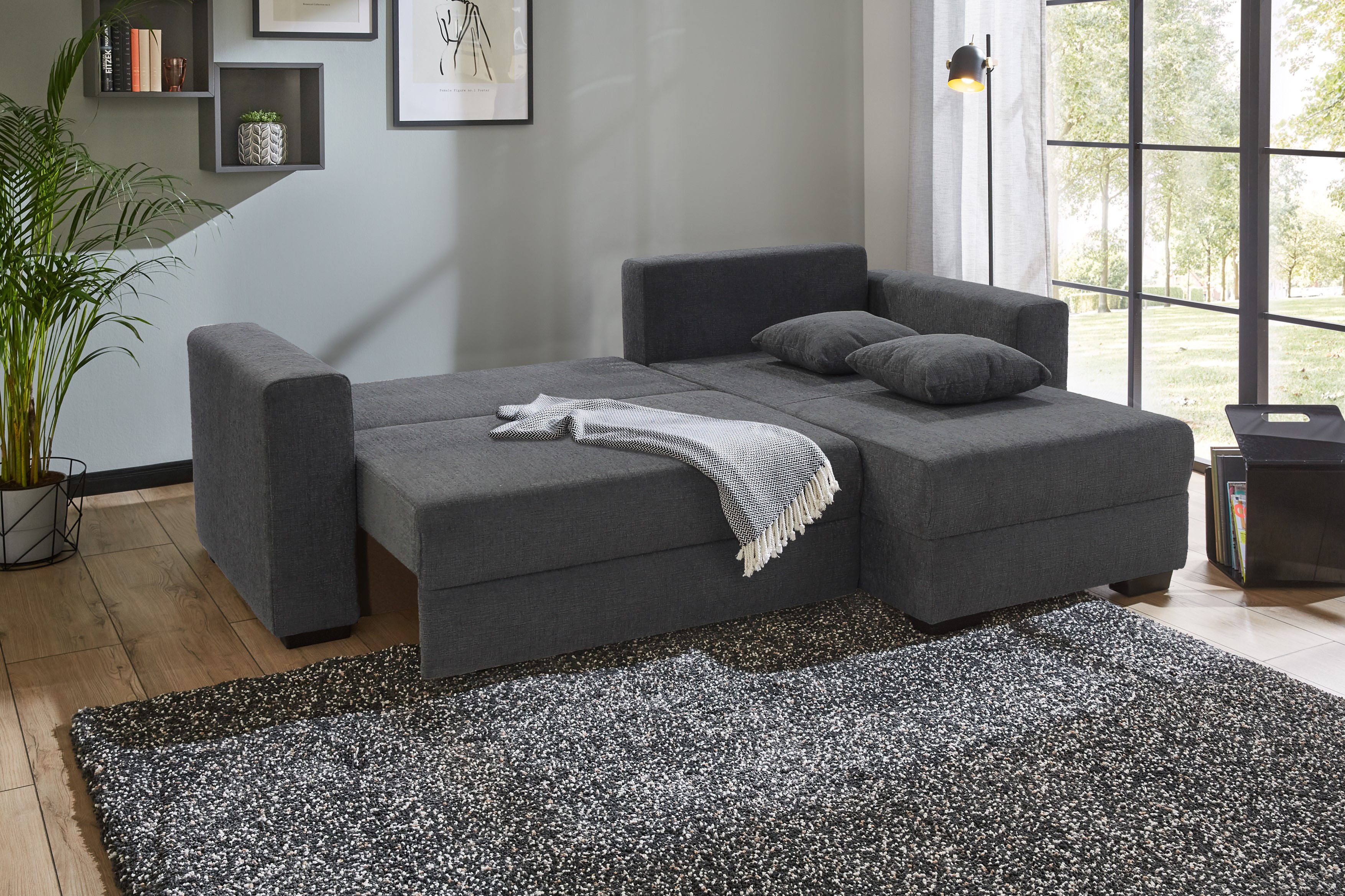 Jockenhöfer Gruppe Ecksofa Elmau L-Form, B: 235 cm, mit Bettfunktion, Bettkasten & 2 Zierkissen