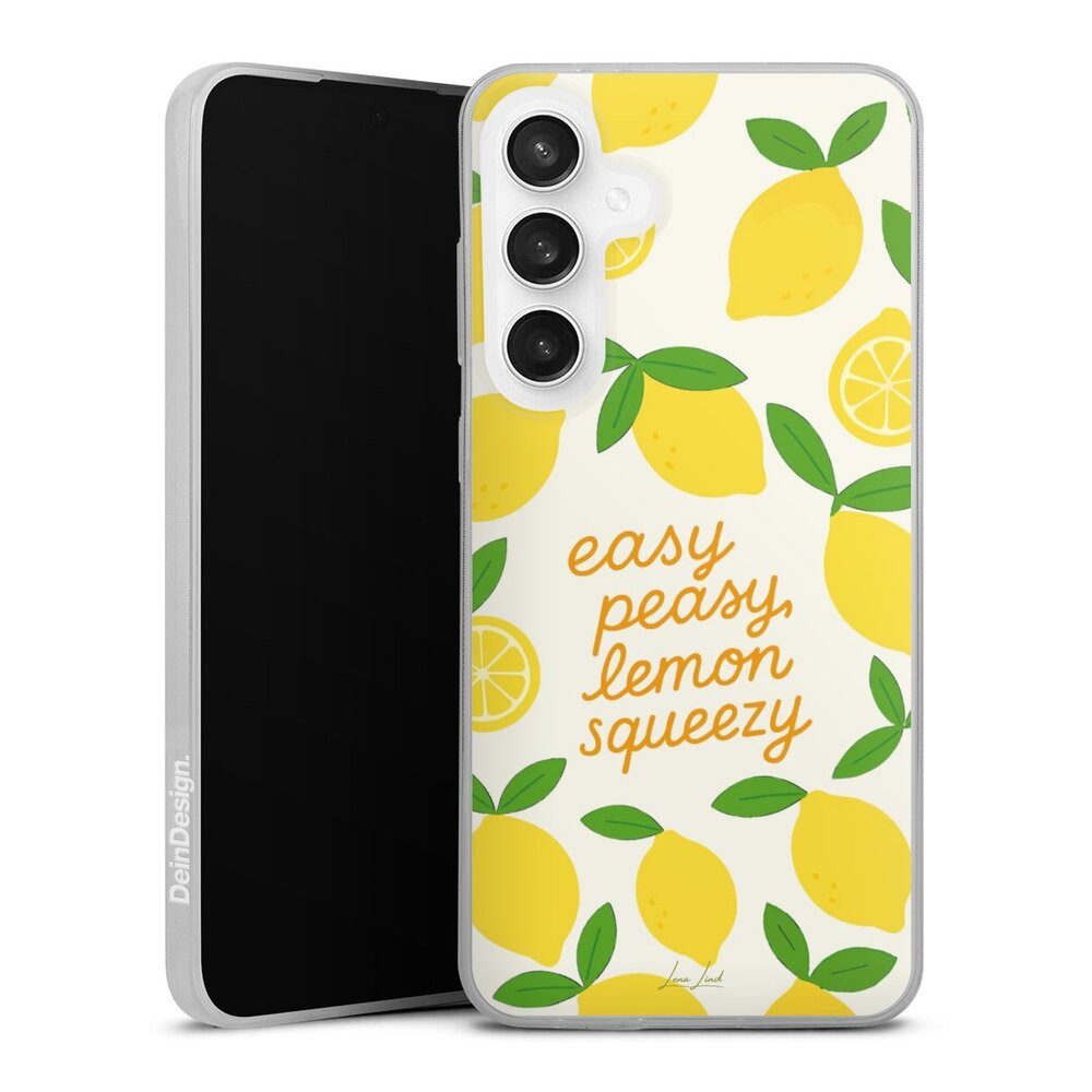 DeinDesign Handyhülle Zitrone Spruch Statement Easy Peasy Lemon Queezy, Samsung Galaxy S24 FE 5G Slim Case Silikon Hülle Ultra Dünn