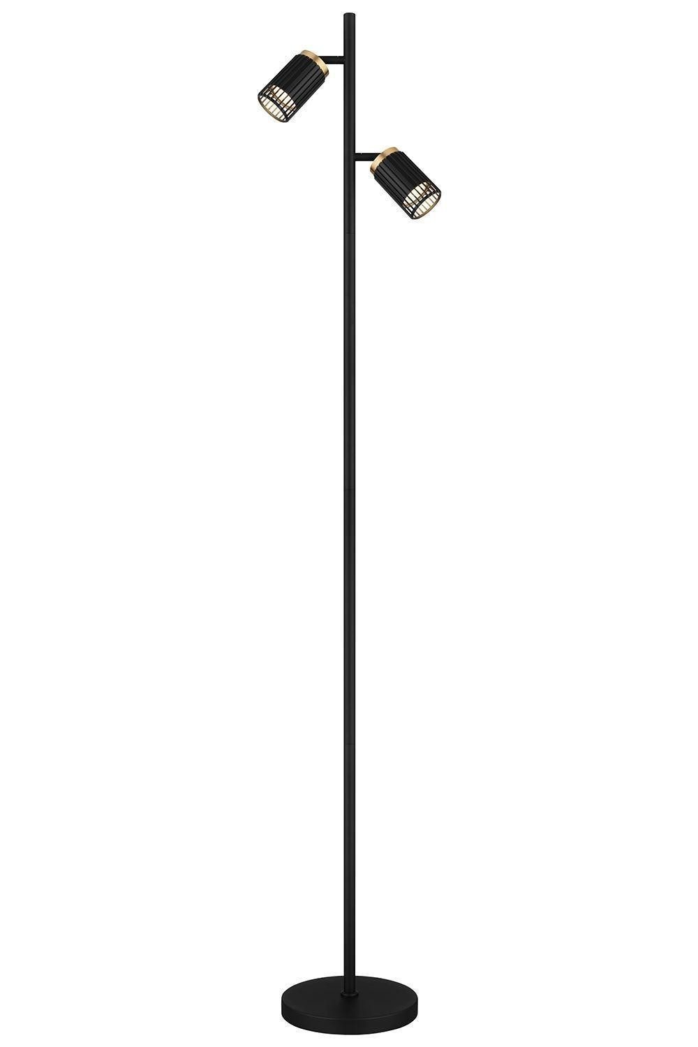 Stehlampe KORBEN, H 158 cm, 2-flammig, Goldgelb, Schwarz