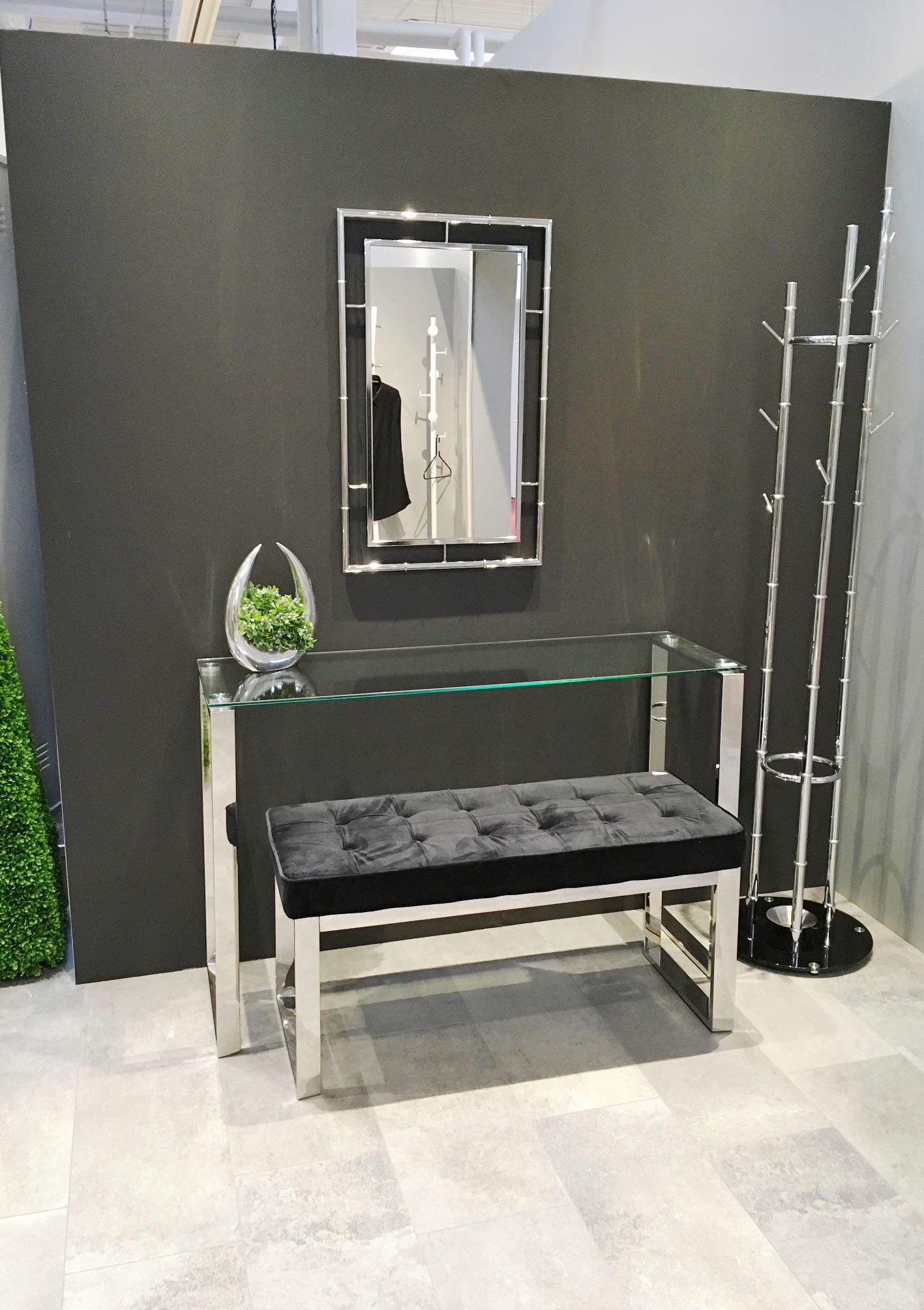 HAKU Bank Flurbank, Garderobenbank, Sitzbank, rechteckig - aus Metall Silber - B/T/H 100/41/48 cm