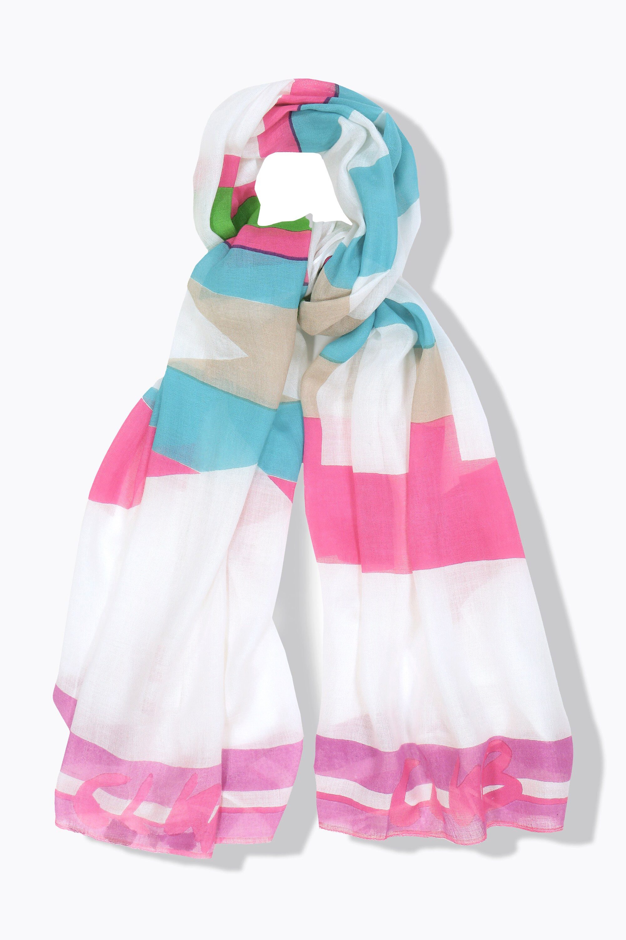 Ulla Popken Halstuch Schal Pink-Schriftzug Bordürendruck