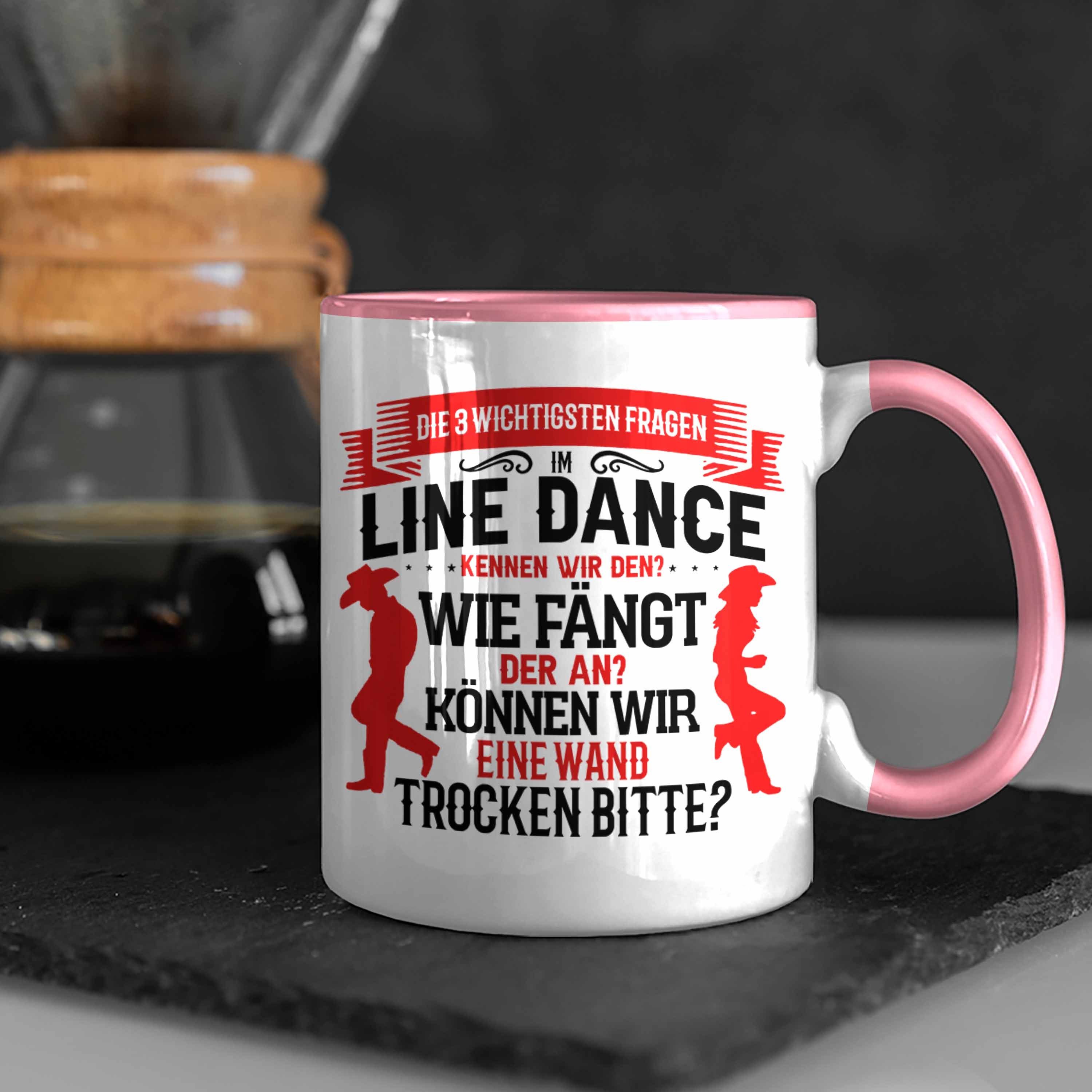 Trendation Tasse Line Tasse Linedance Kafffeetasse Spruch Rosa Sprüche Geschenk Dance