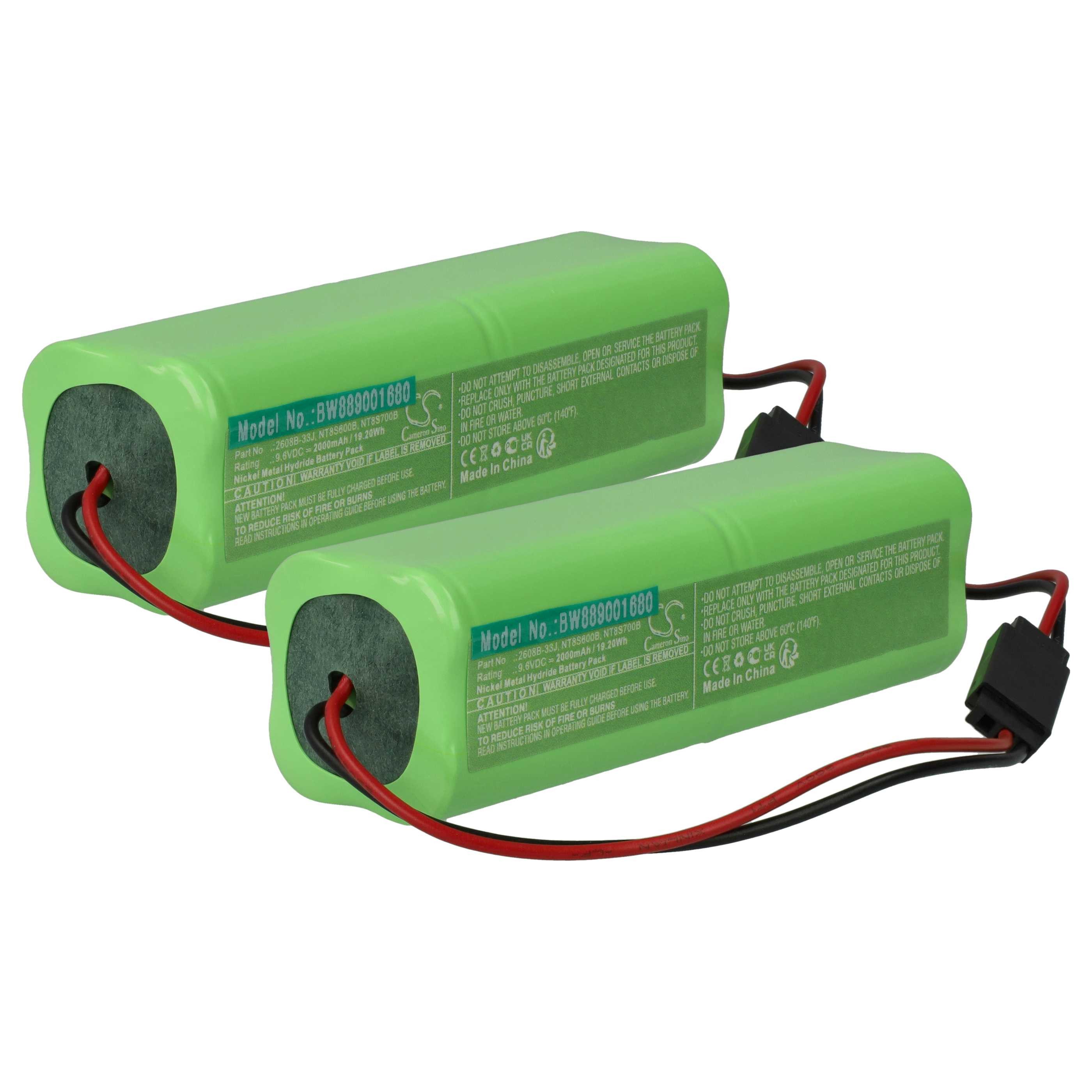 vhbw Akku Ersatz für Futaba NT8S700B, NT8S600B, 2608B-33J für Fernbedienung Akku Akku NiMH 2000 mAh (9,6 V, 2 St), Leistungsfähige Austausch-Akkus für Infrarot Fernbedienung