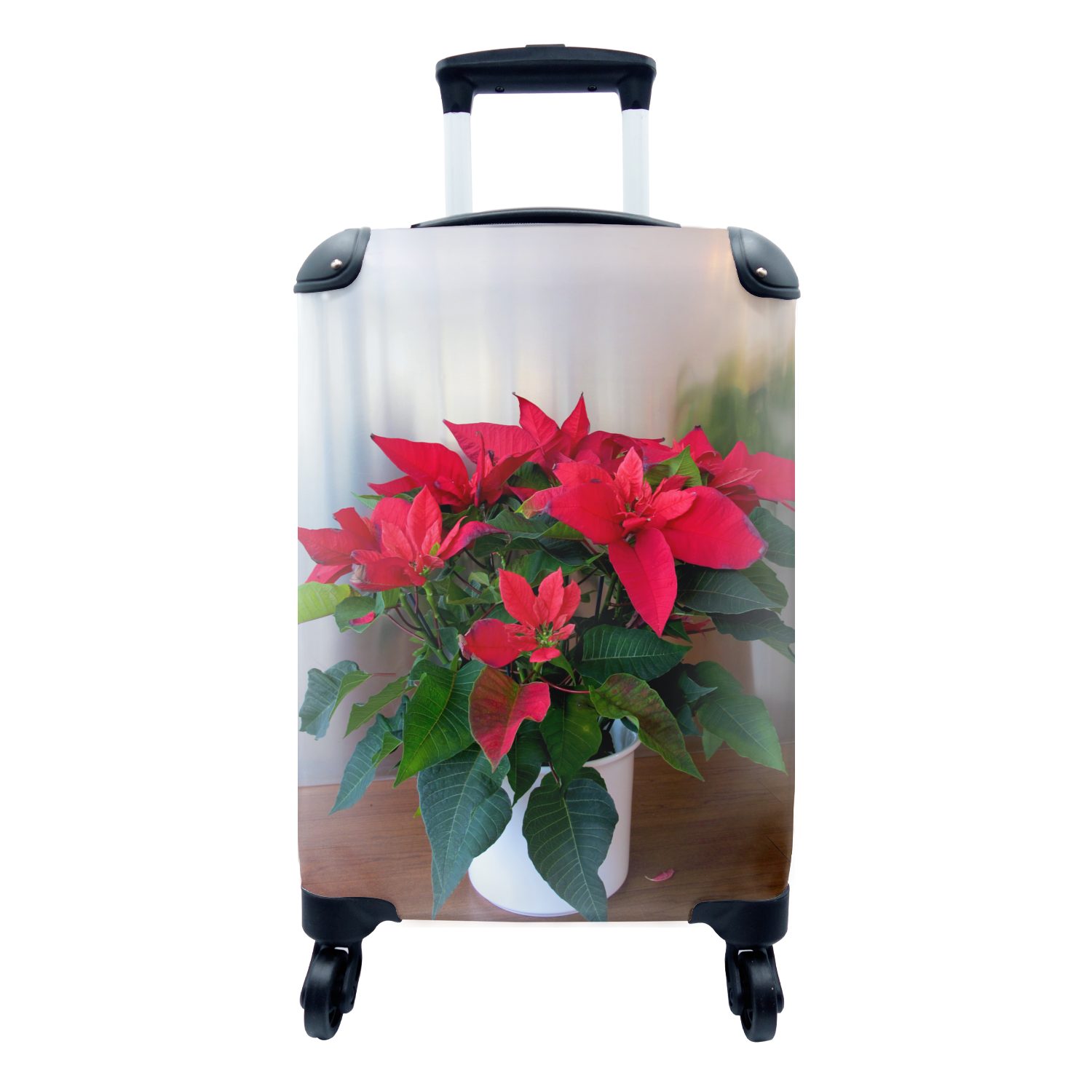MuchoWow Weihnachten - für Reisetasche Ferien, Weihnachtsblumen mit Handgepäckkoffer Rollen, Trolley, Weihnachtsrosen, Handgepäck 4 - Reisekoffer rollen,