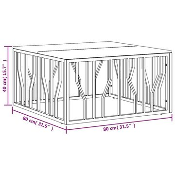 vidaXL Couchtisch Couchtisch Silbern Edelstahl und Altholz Massiv (1-St)