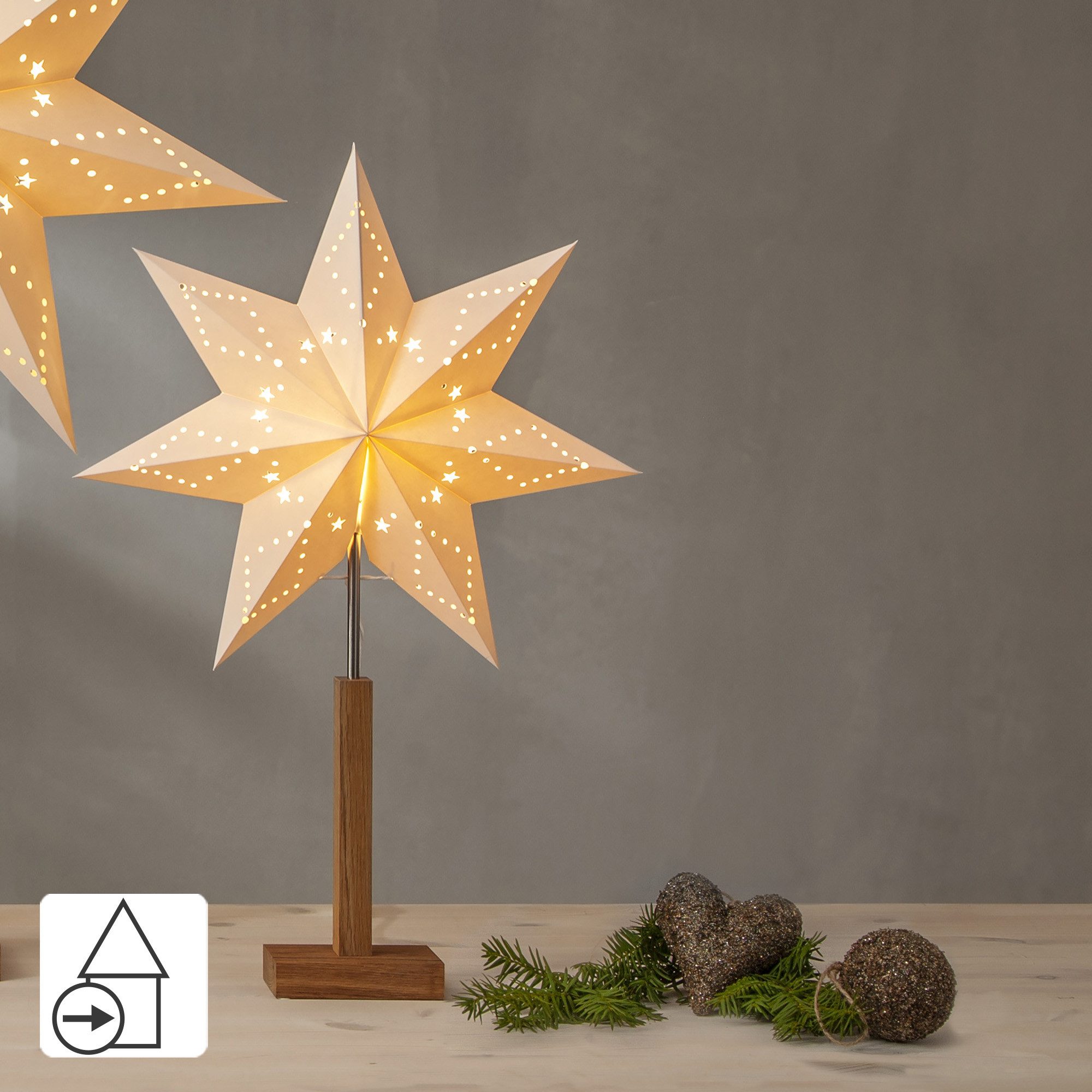 STAR TRADING LED Dekolicht, Papierstern-Tischleuchte 'Karo', günstig online kaufen