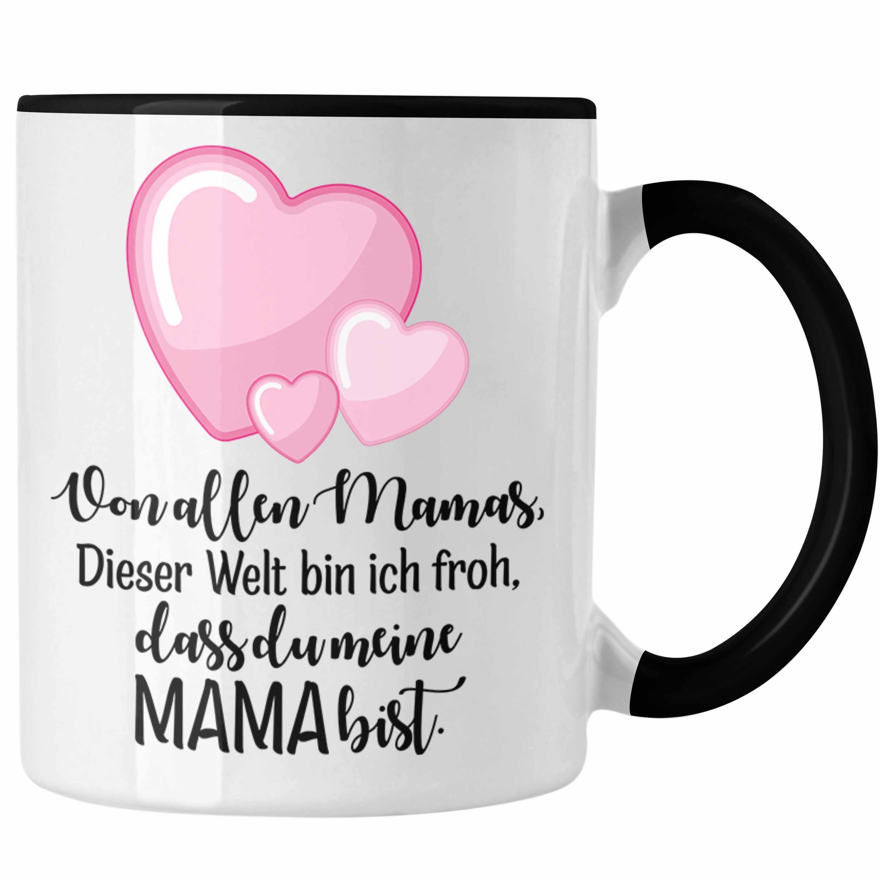 Trendation Tasse Trendation - Beste Mutter Mama Tasse Geschenk von Tochter zum Geburtstag Weihnachten Kaffeetasse Lustig Geschenke Muttertag Muttertagsgeschenk Schwarz
