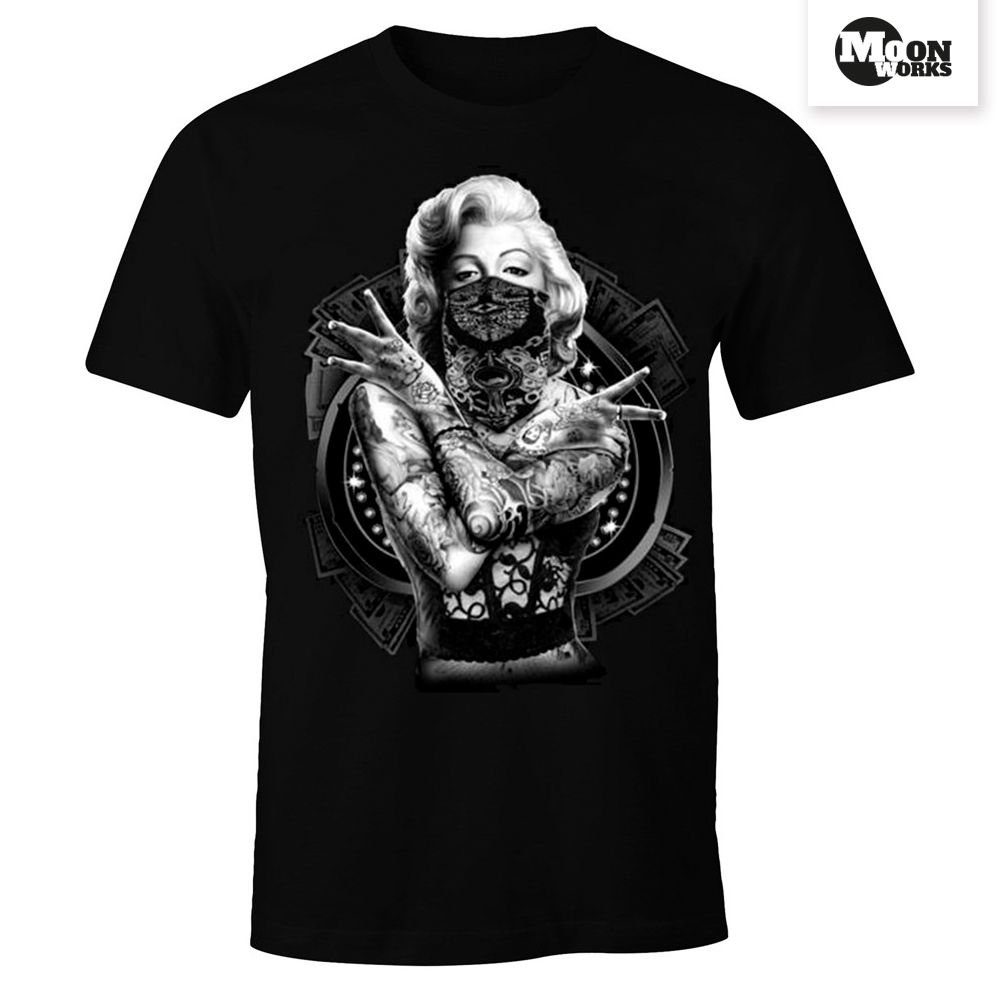 MoonWorks Print-Shirt Herren T-Shirt Marilyn Monroe Gangster Outtlaw Tattoo mit Print