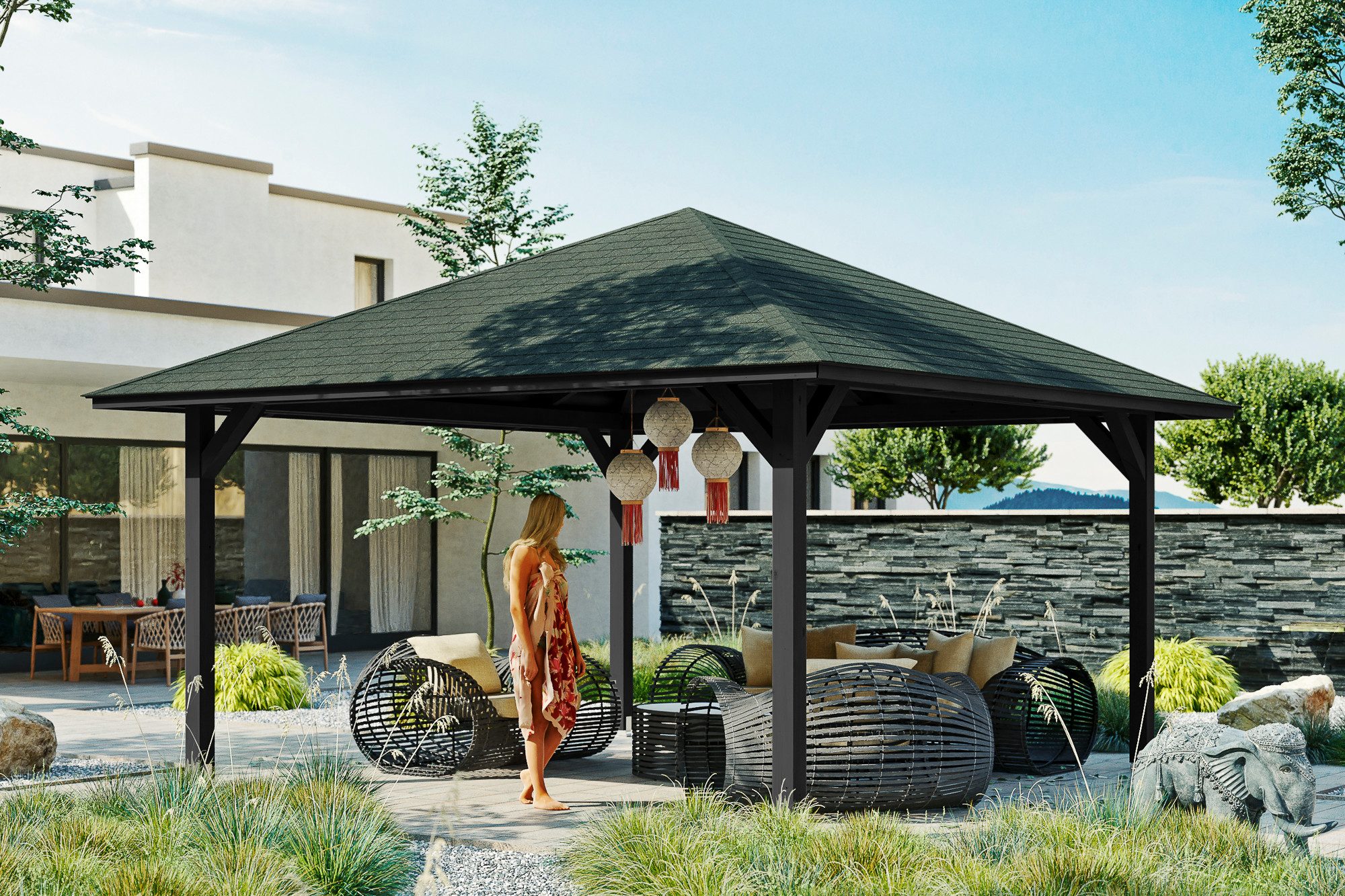 Skanholz Pavillon Cannes 3, 4-Eck, BxT: 504x504 cm