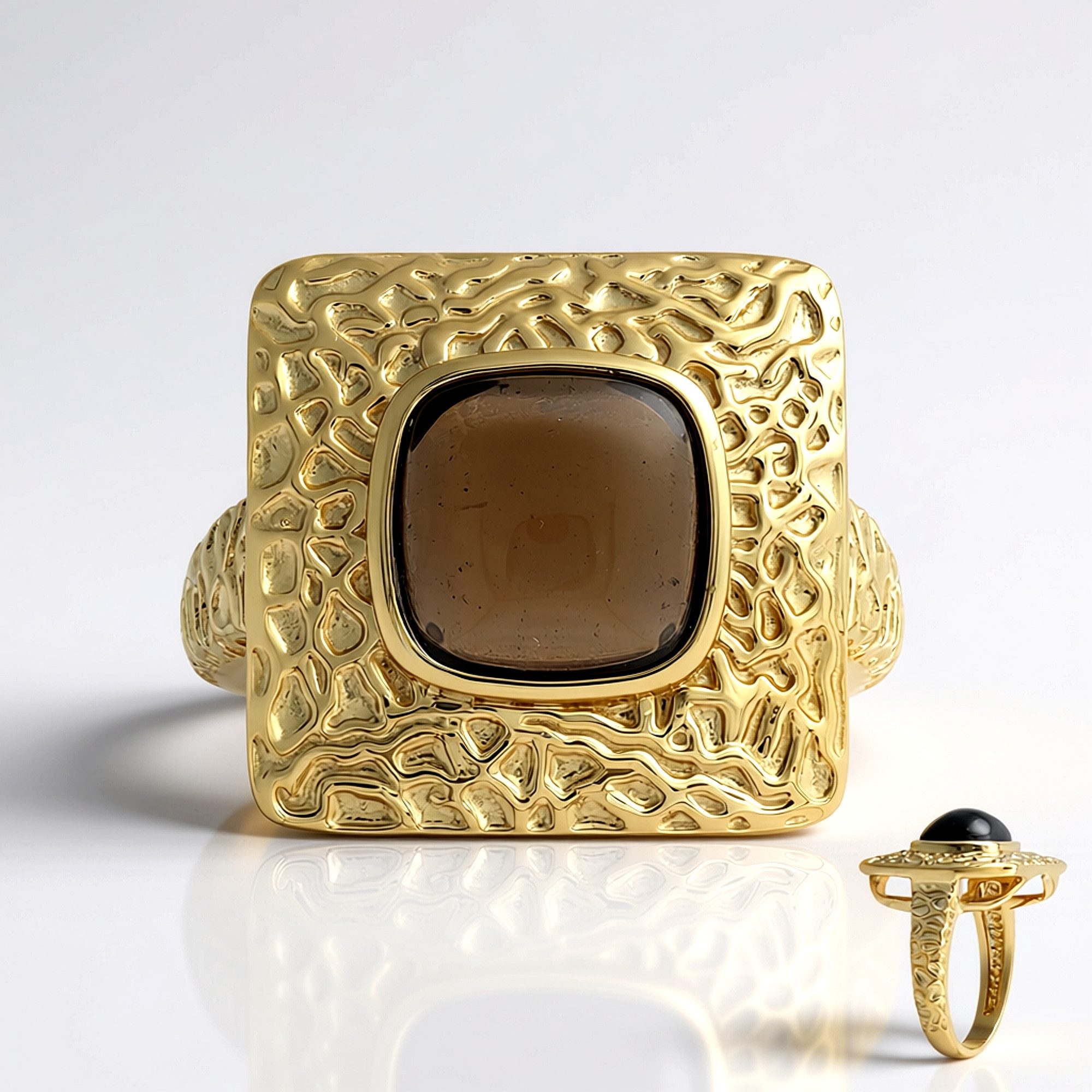 Cavill Solitärring Cavill Rauchquarz 2,05 ct Ring Goldplattiert 925er Silber (1-tlg)