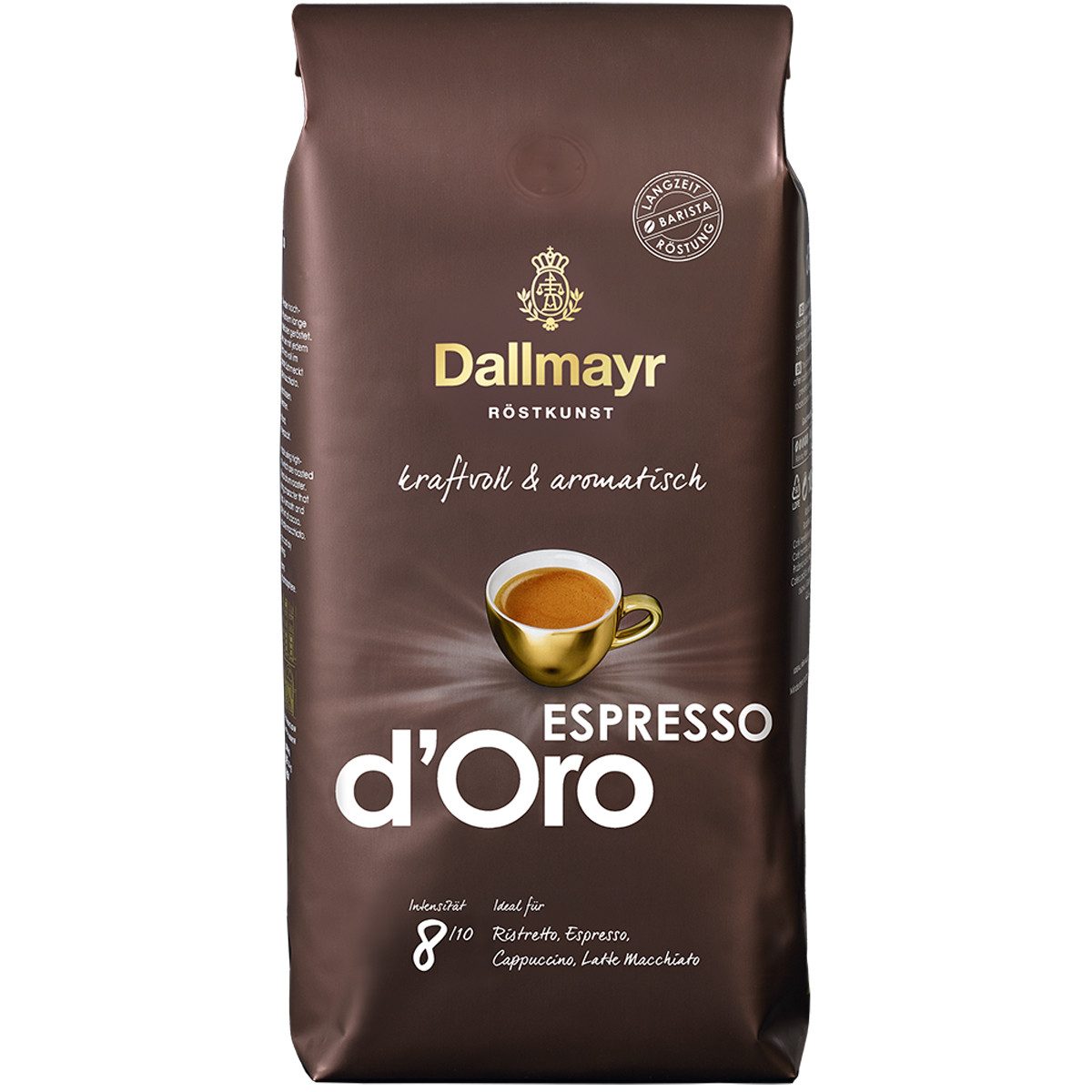 DALLMAYR Kaffee, Dallmayr Espresso d Oro ganze Bohnen kräftiges Aroma 1000g 8er Pack