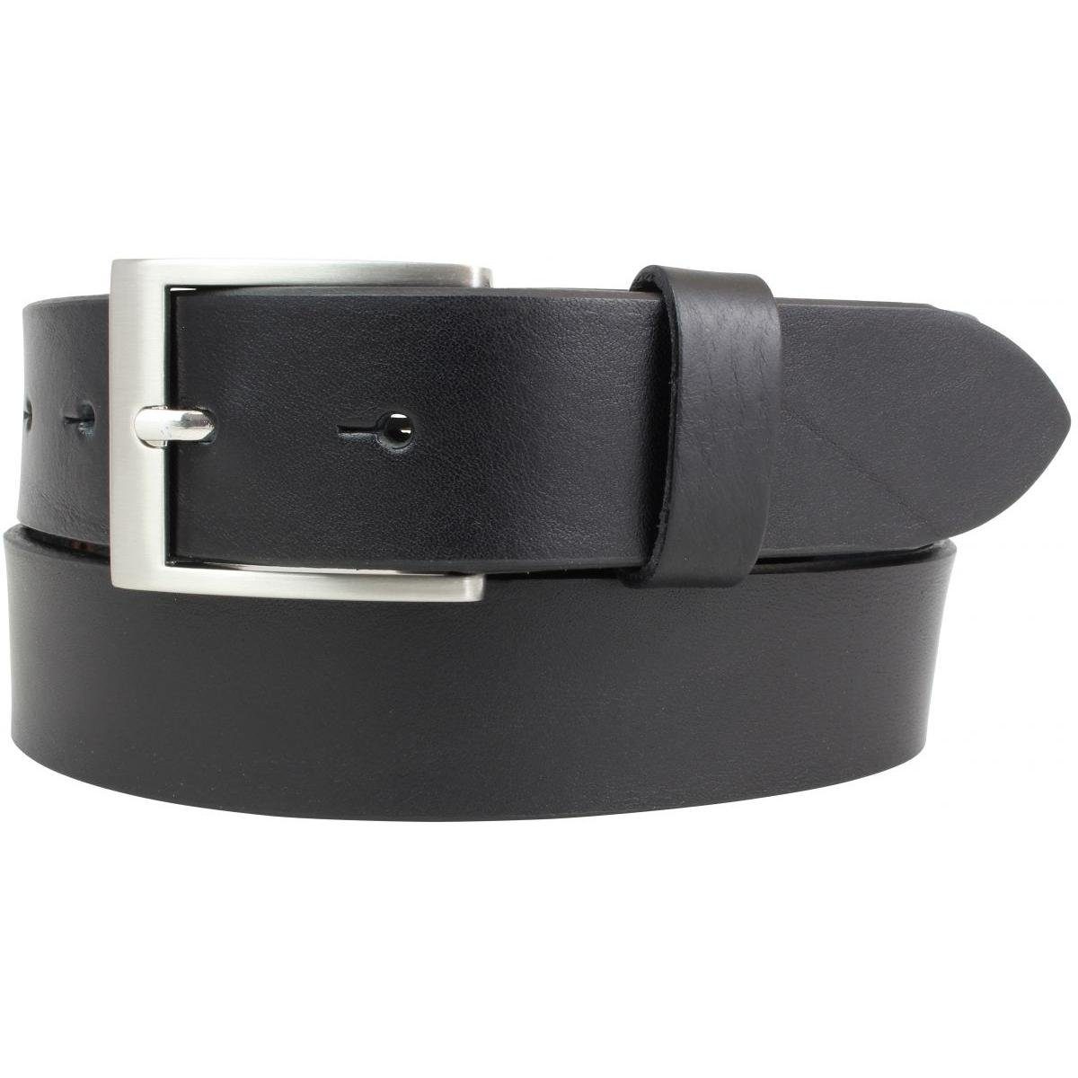 BELTINGER Ledergürtel Kinder-Gürtel aus Vollrindleder 3,5 cm - Ledergürtel für Jungen / Mädc Schwarz, Silber