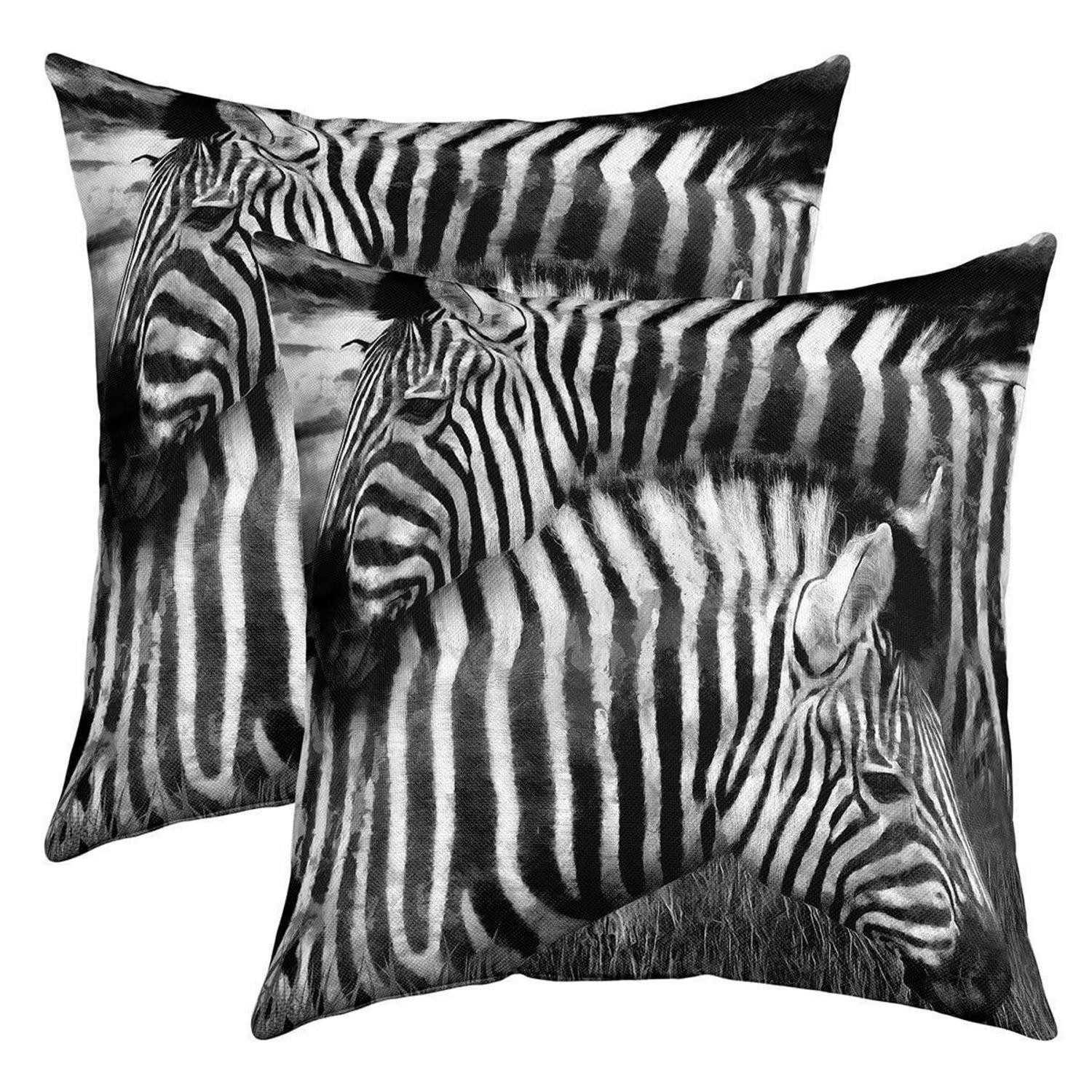 LuxusKollektion Kissenbezüge Kissenbezug Zebra 60x60cm 2er Set Schwarz/Weiß, (2 Stück)