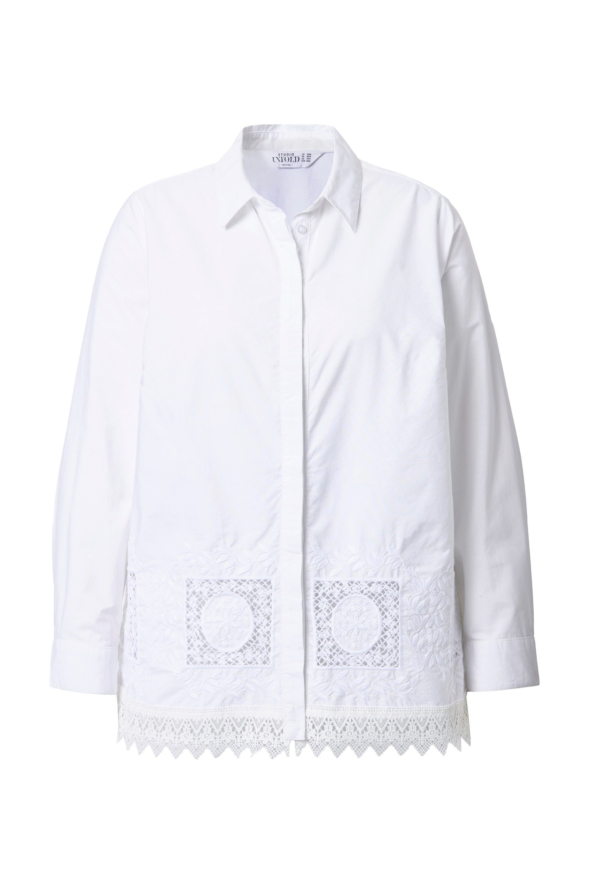 Studio Untold Hemdbluse Hemdbluse Boxy Shape Lochspitze am Saum günstig online kaufen