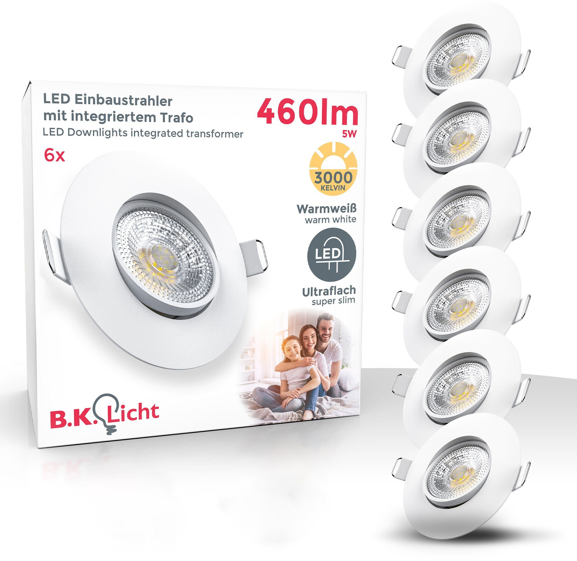 B.K.Licht LED Einbauleuchte 6er Set Einbaustrahler, Schwenkbare Spots, flac günstig online kaufen