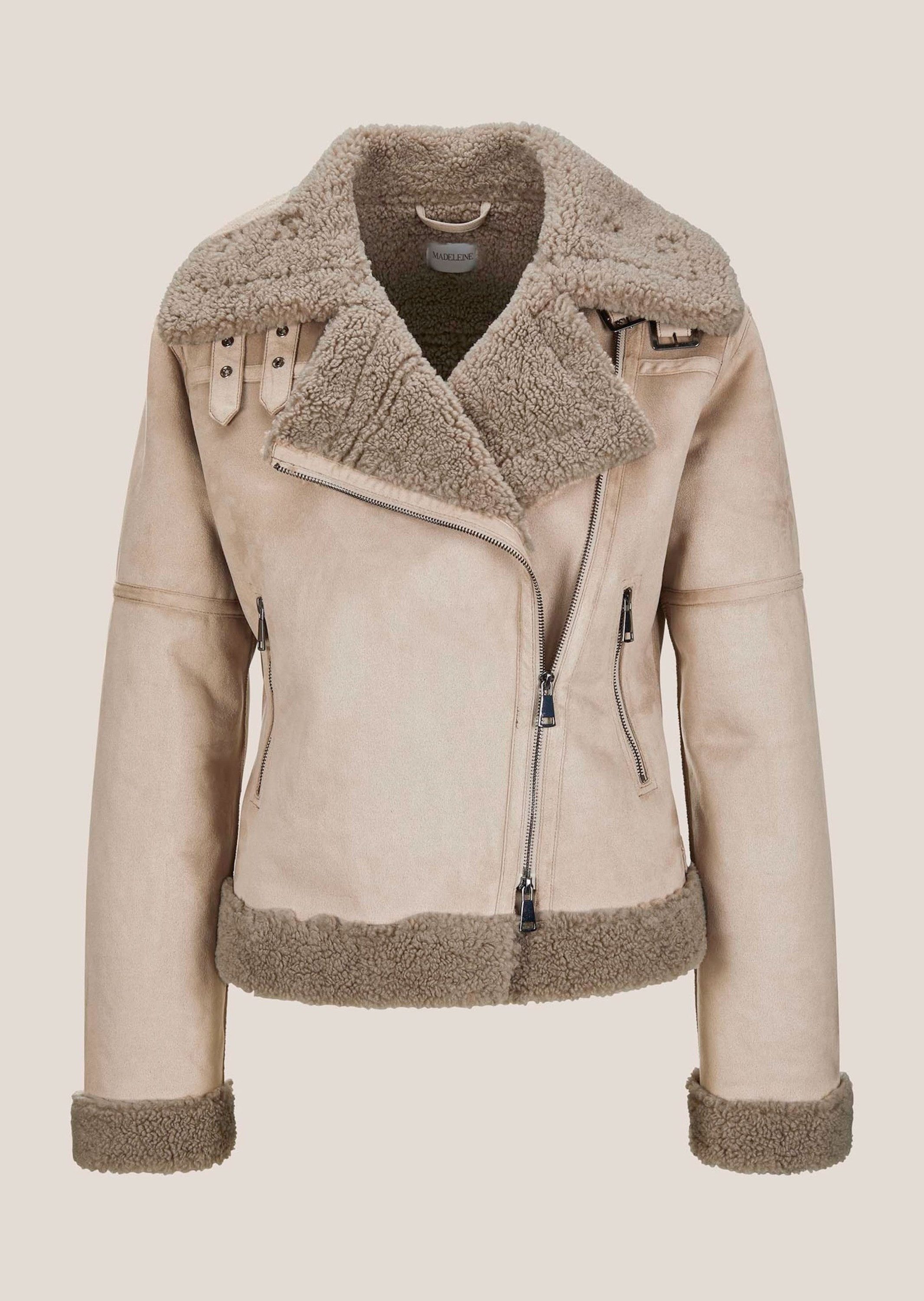 Outdoorjacke Biker-Jacke in Lammfell-Optik