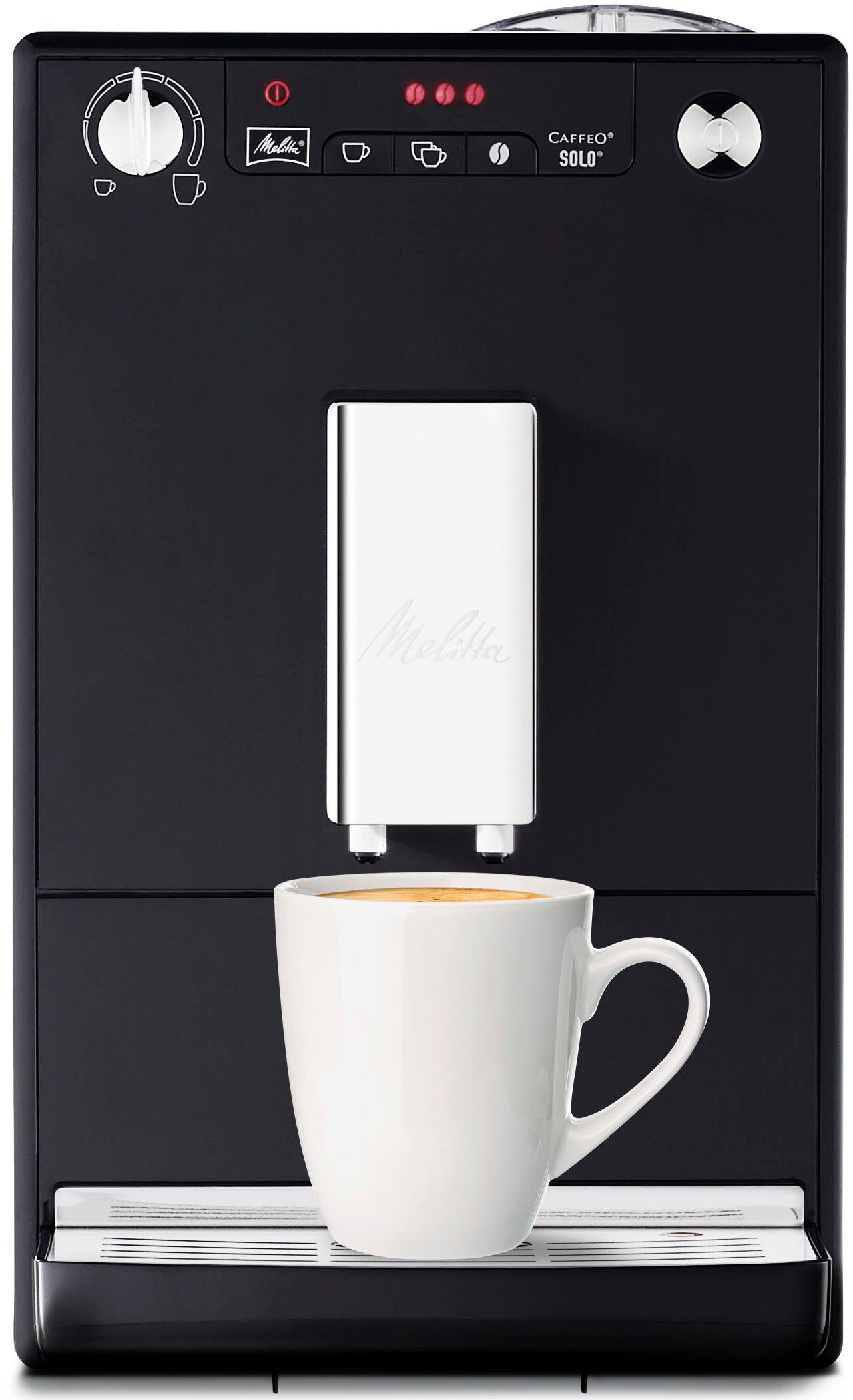 Melitta Kaffeevollautomat Solo® E950-201, schwarz, Perfekt für Café crème & Espresso, nur 20cm breit