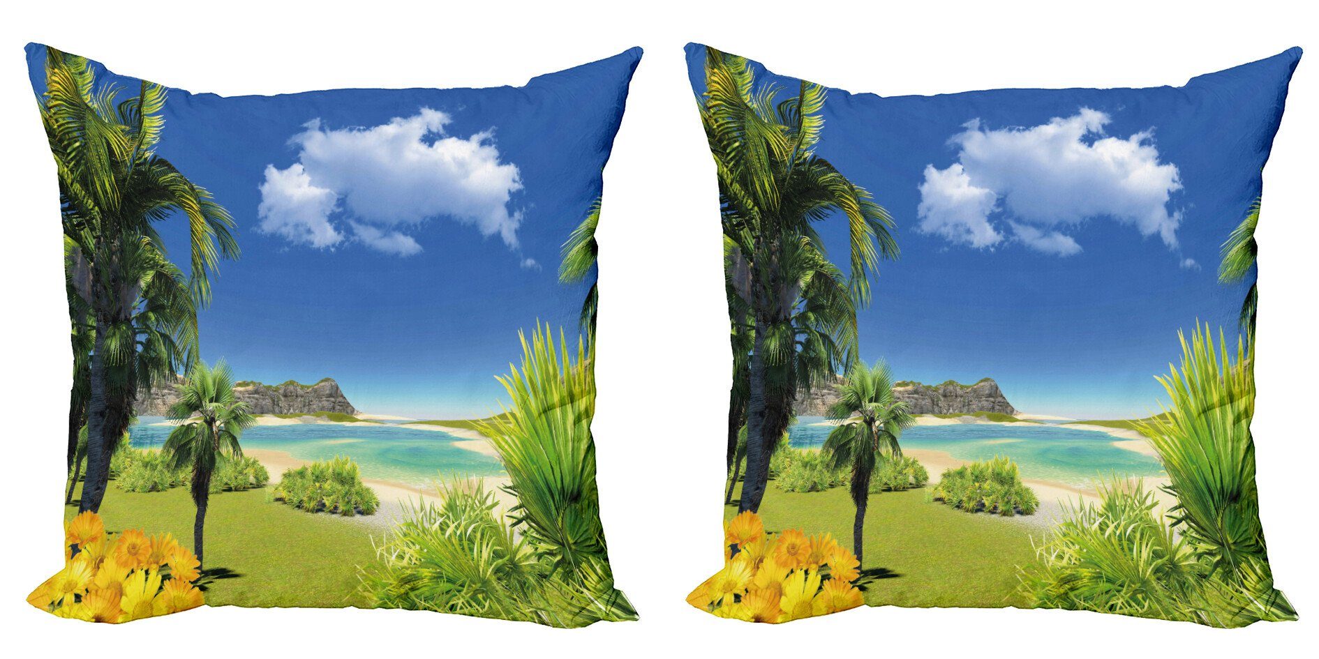 Accent Stück), Digitaldruck, Kissenbezüge Palms Strand Modern Island Doppelseitiger (2 Abakuhaus Paradise