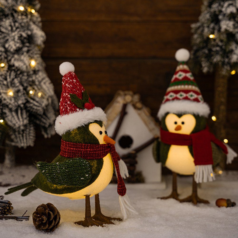 Blusmart Christbaumschmuck Cartoon-Weihnachtsvögel-Dekoration hat red bird Licht, Mit Personalisierte