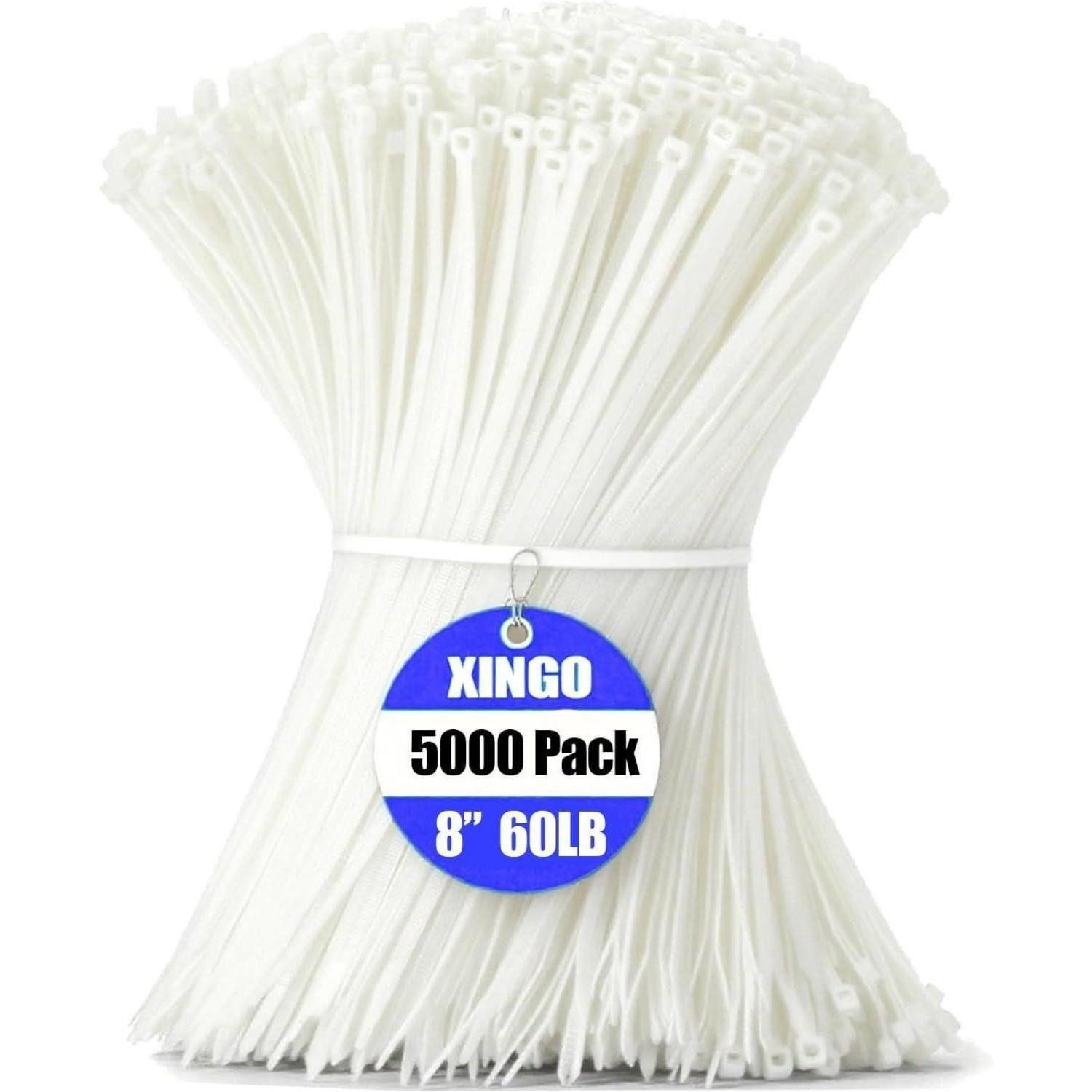 LuxusKollektion Kabelbinder Kabelbinder Nylon PA66 8 Inch-60lbs(5000PCS) Weiss Opulenter Garten