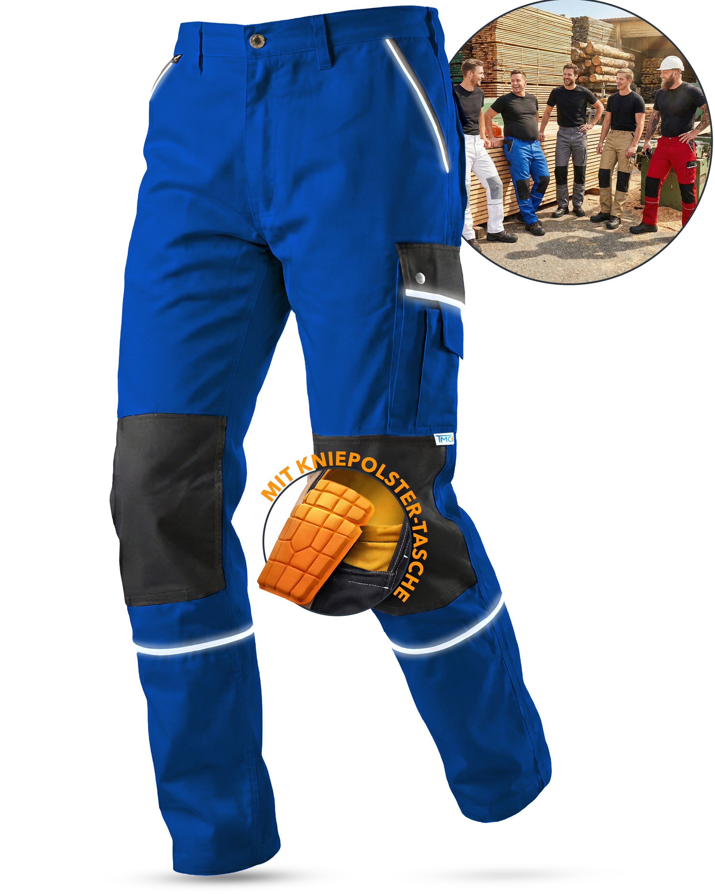 TMG International Arbeitshose Arbeitshose Bundhose Cargohose Style Arbeitshose Herren mit Kniepolstertaschen in Übergrößen erhältlich
