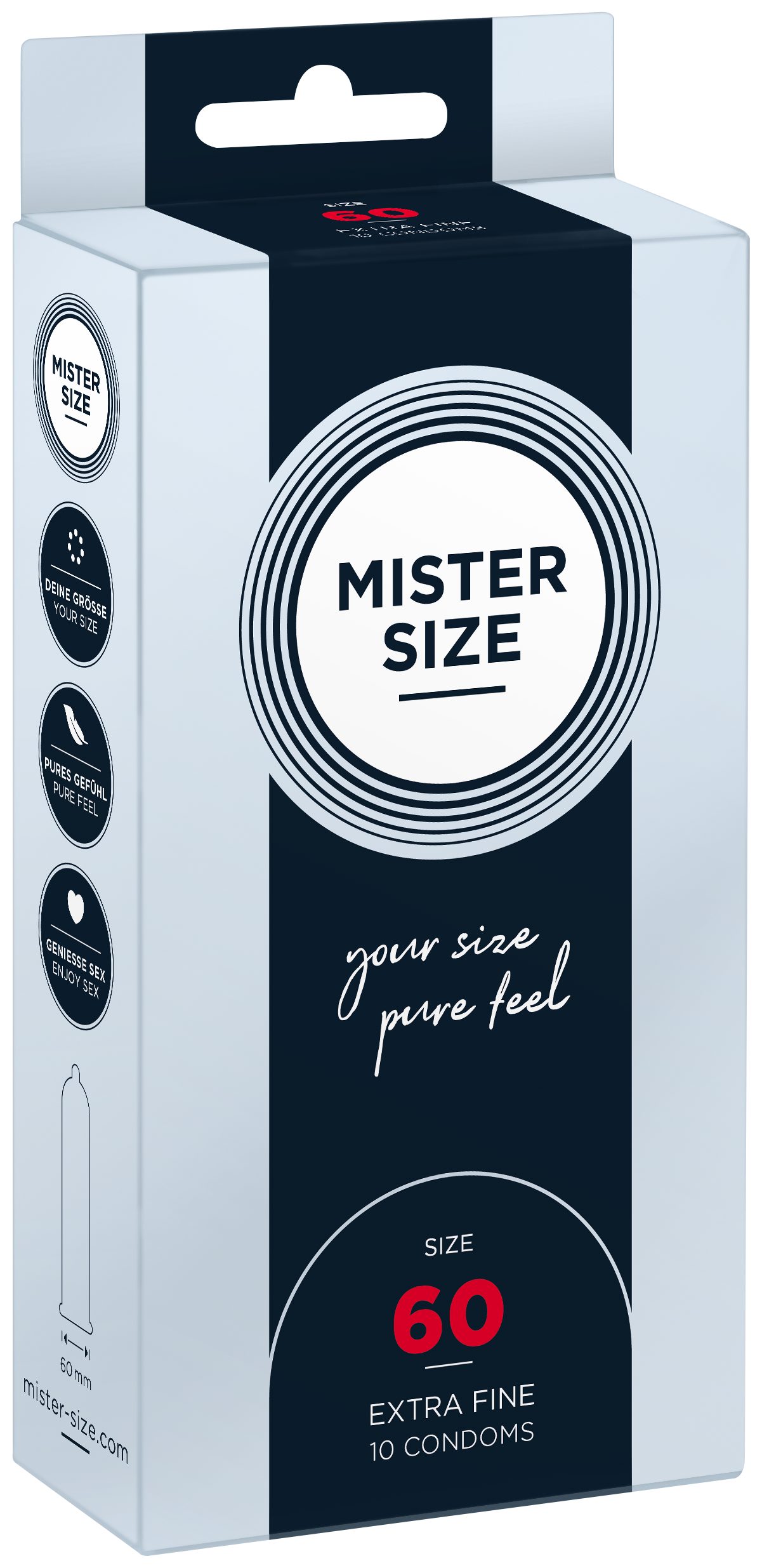 SIZE Breite & Kondome MISTER gefühlsecht 10 Stück, 60mm, Nominale feucht