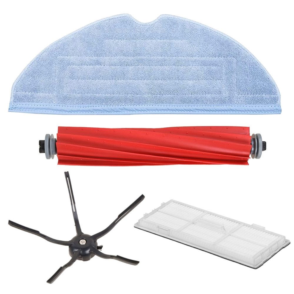 Trade-Shop Saugroboter Zubehör-Set 4in1 passend für Xiaomi Roborock S7, S7+, S7 MaxV, S7 MaxV Plus, (4-tlg), Set bestehend aus Hauptbürste, Seitenbürste, HEPA-Filter, Wischtuch