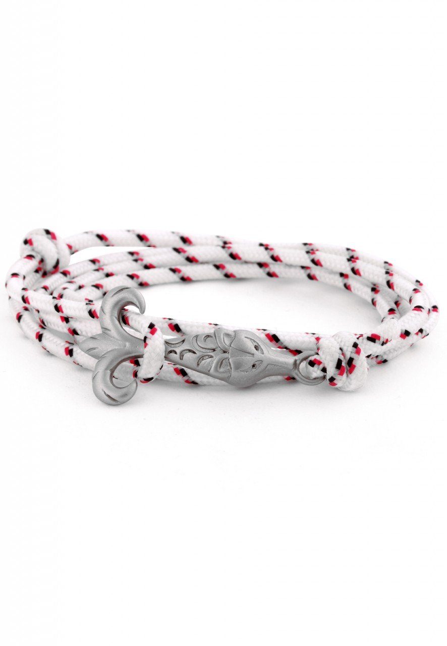 Akitsune Armband Vulpes Maritimes Armband Doppel Gewickelt Silber - Weiß-Blau-Rot