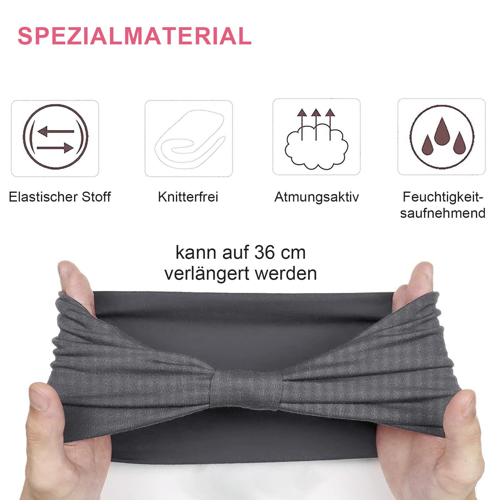 MOPUEA Haarband Set mit 6 Sport-Bandanas für Damen, Antitranspirant-Haarbänder, 6-tlg.