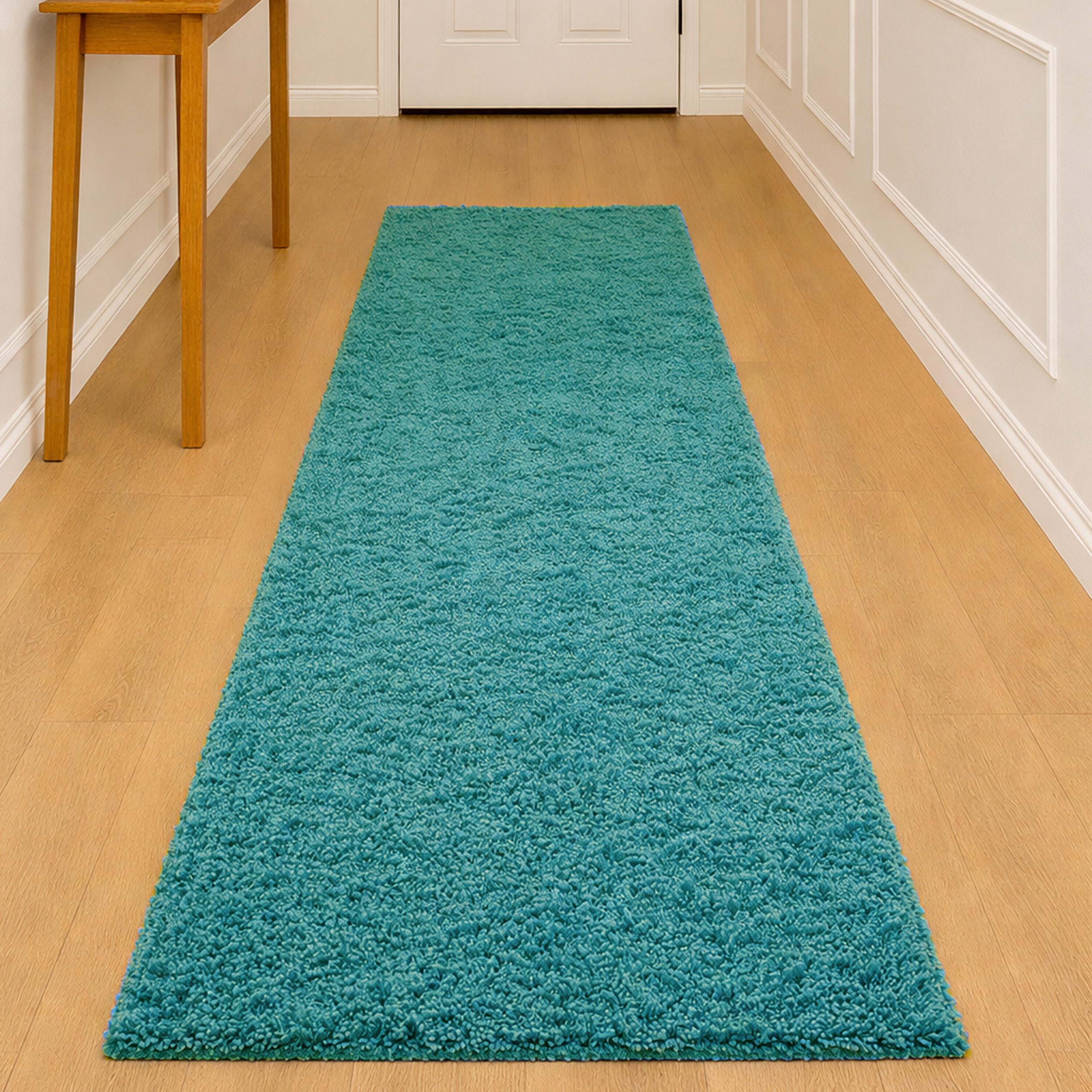 TeppichHome24 Teppich Weicher Shaggy Teppich in Türkis, rechteckig, Höhe: 30 mm