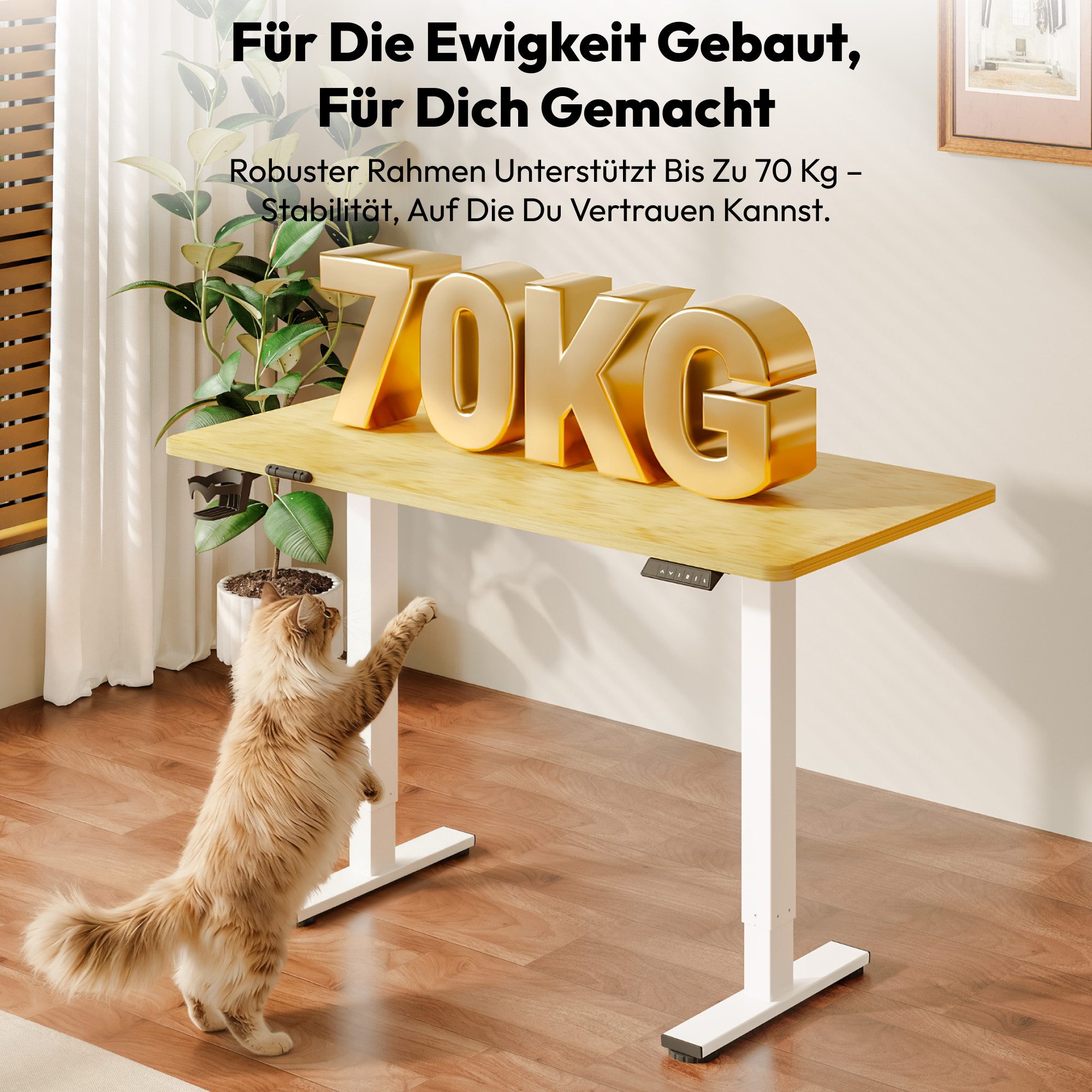 SANODESK Schreibtisch Elektrisch höhenverstellbarer Schreibtisch (inkl. vielseitigem Zubehör, 2-Fach-Teleskop mit Memory-Steuerung & Anti-kollisionssystem), sch – Bild 4 von 5