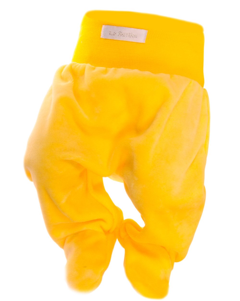 La Bortini Schlupfhose Hose mit Füßchen Babyhose warm für Frühchen, Baby und Kinder in Gelb aus weichen Velours, 44 50 56 62 68