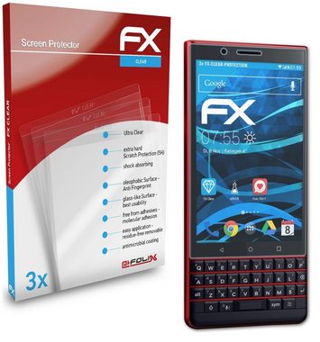 atFoliX Schutzfolie Displayschutz für Blackberry Key2 LE, (3 Folien), Ultraklar und hartbeschichtet