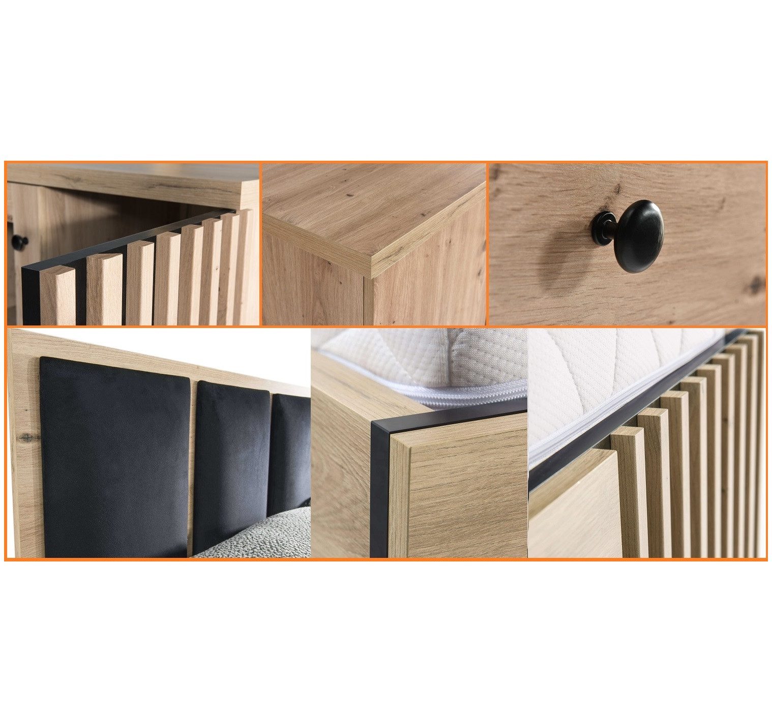 Marmex Möbel Eckkommode CALI 12 Eckkommode dreitürig mit Lamellen links/rechts montierbar