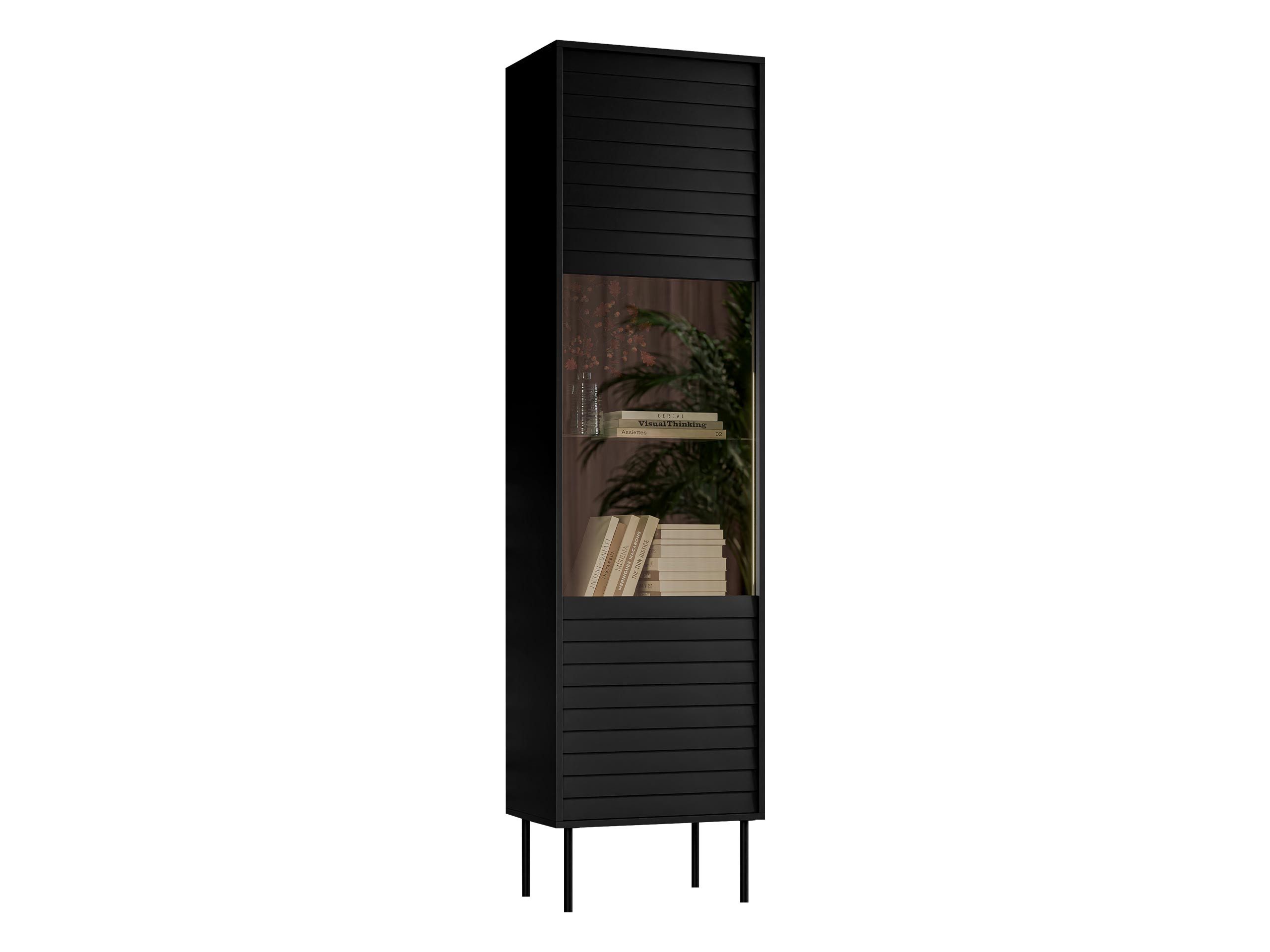 MIRJAN24 Vitrine Cortina (mit Drehtür) Schwarze Stahlfüße, Gehärtetes Glas 4 mm