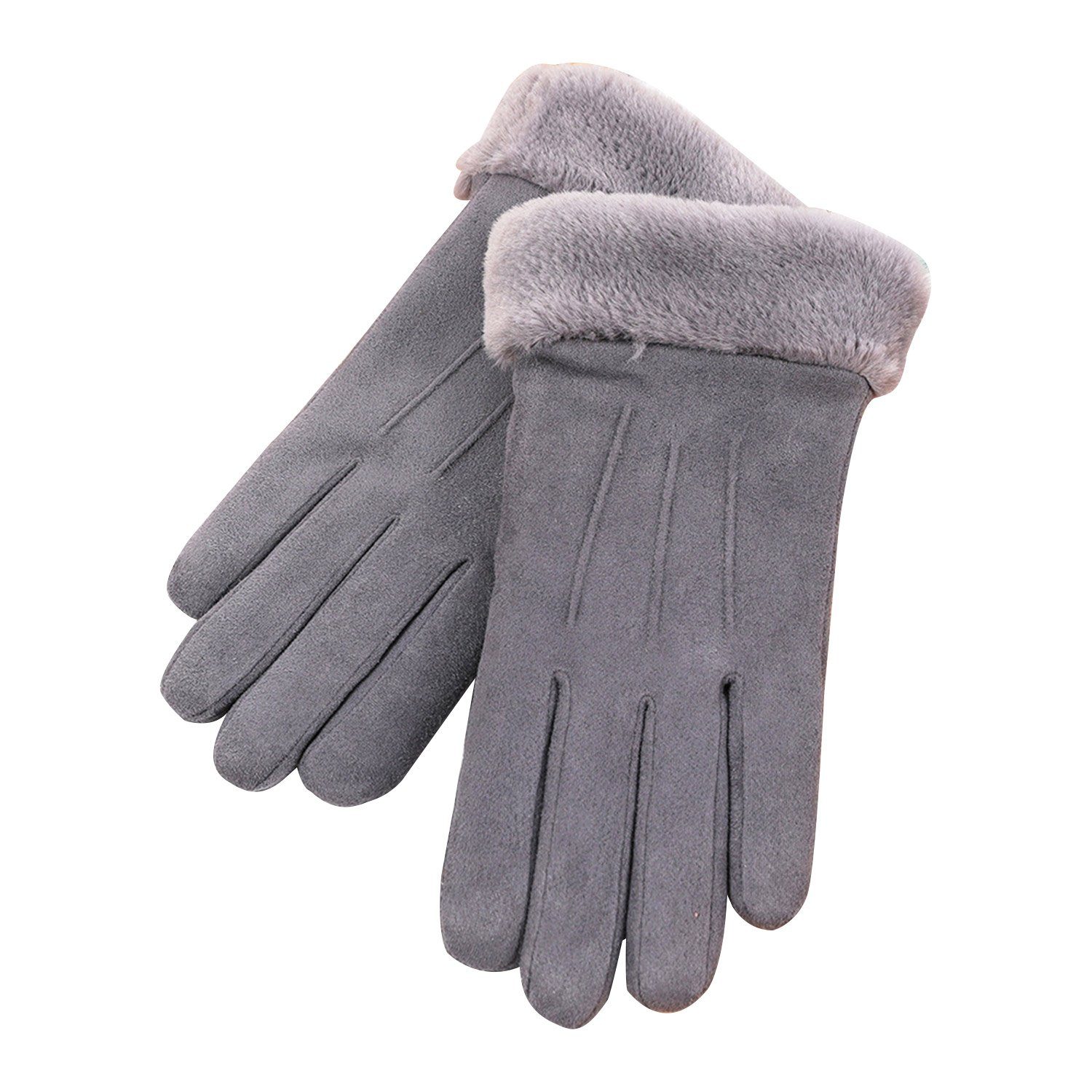 MAGICSHE Fleecehandschuhe Damen Winter Warme Touchscreen Handschuhe Grau
