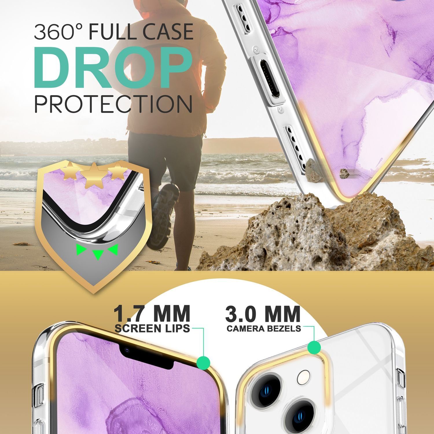 Nalia Smartphone-Hülle Apple iPhone 14 Plus 17 cm (6,7 Zoll), Klare 360 Grad Hülle / Rundumschutz / Transparent / Displayschutz Case