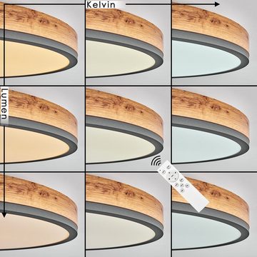 hofstein Deckenleuchte »Vacil« Deckenlampe, Metall/MDF/Kunststoff, Schwarz/Holzoptik/Braun, dimmbar m. Fernbedienung, Ø45cm, 120-1800 Lumen, LED IP20