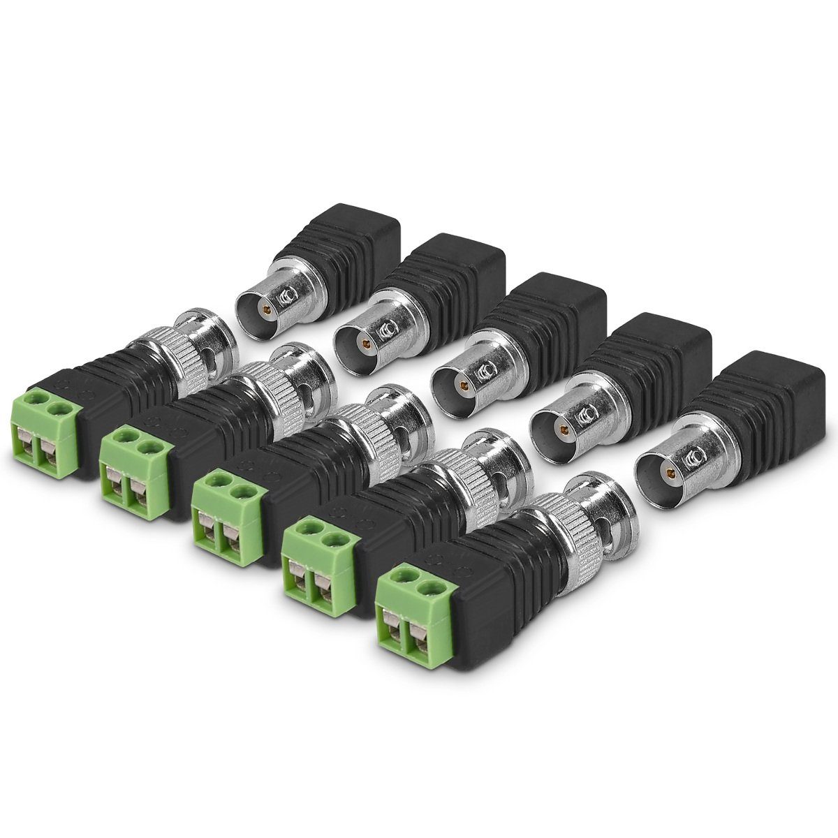 kwmobile 5x BNC-Stecker-Set - Für Mini-Kameras, CCTV-Netzwerk und mehr Audio- & Video-Kabel, (4,00 cm)