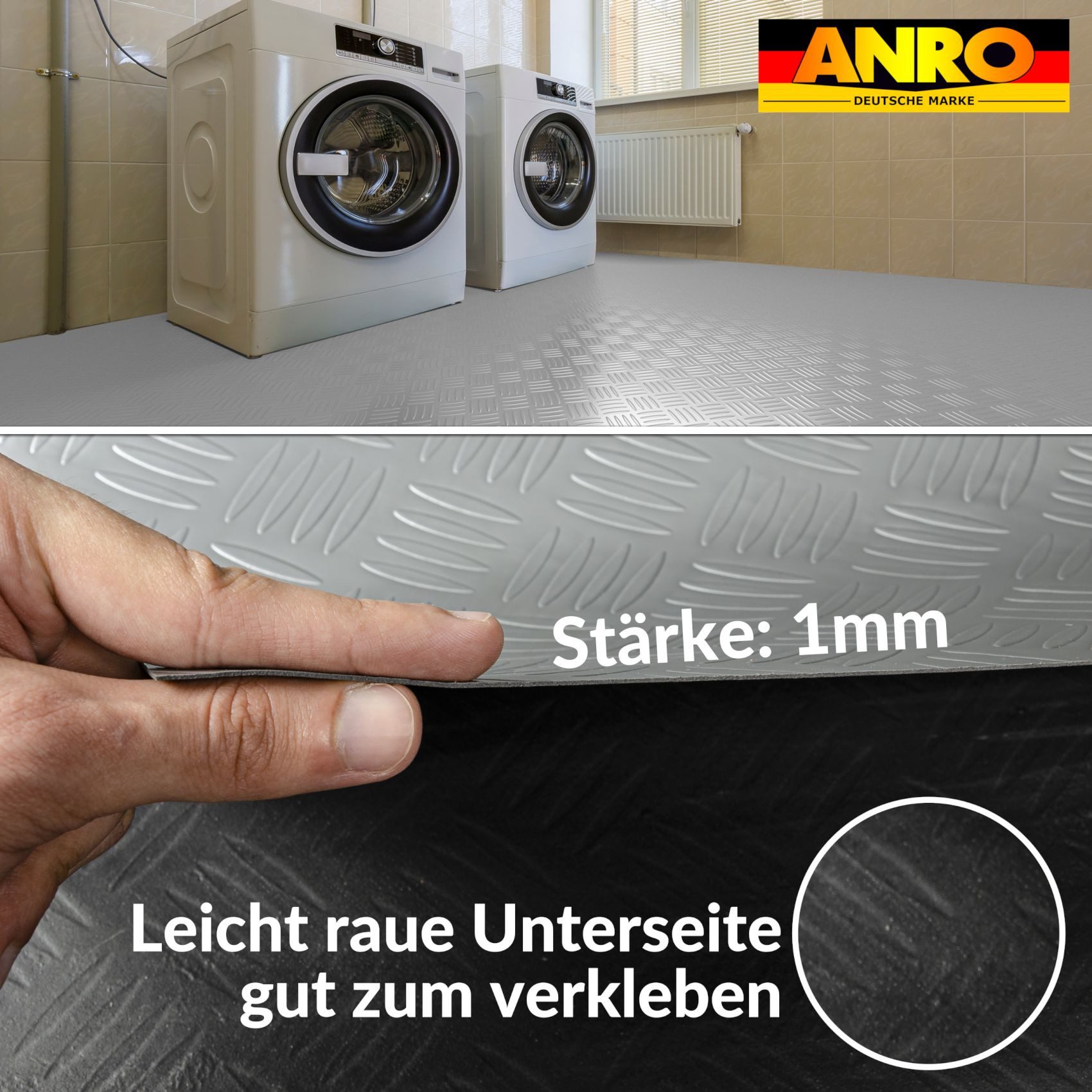 ANRO Vinylboden IMOS Bodenbelag Starker Linoleum PVC-Bodenbelag gerollt, Feuchtigkeitsbarriere feine Optik, Wasserbeständig Langlebig PVC Matte in Größe: 100x140cm