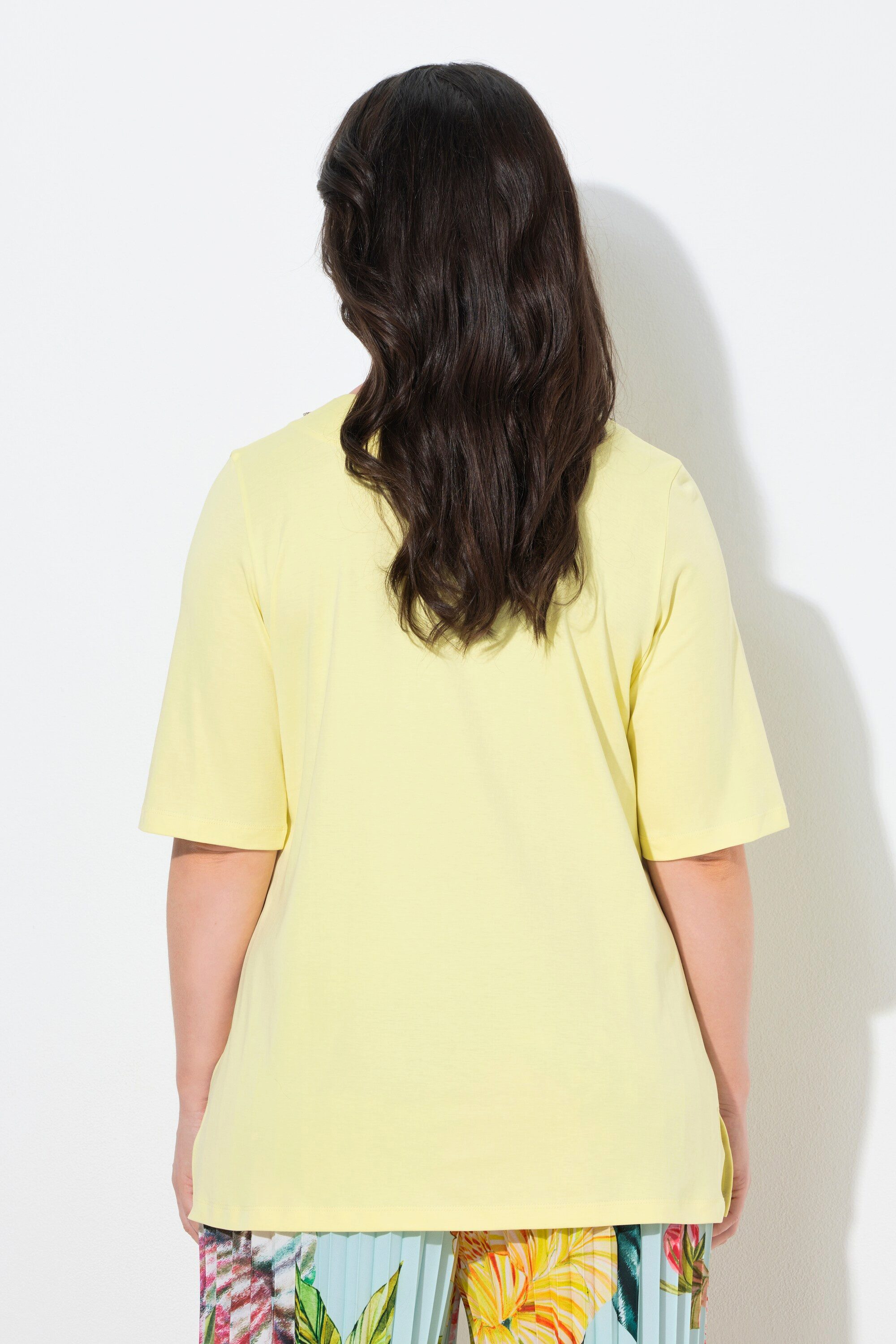 Ulla Popken T-Shirt T-Shirt Ziersteine V-Ausschnitt Halbarm