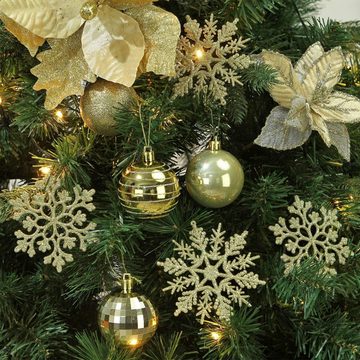 Lubgitsr Dekohänger Schneeflocken Weihnachten Deko für Weihnachtsbaum Dekorationen Gold