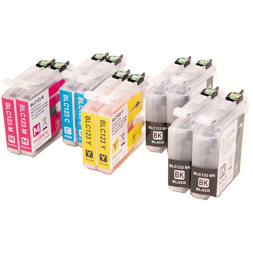 ABC Tintenpatrone (Kompatibles Set 10x Druckerpatrone für Brother LC-121 LC-123XL, 4110DW DCP-J4110W DCP-J552DW DCP-J752DW MFC-J245 MFC-J285DW MFC-J4310D)