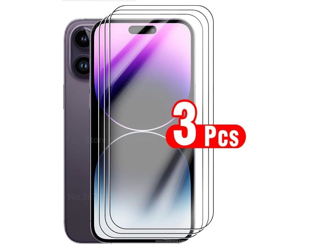 OLi Schutzfolie 3 X Panzer Schutz Glas für iPhone 14 Pro Max(6.7), Displayschutz Glas, (Spar Set, 3-St), für Iphone 14 Pro Max